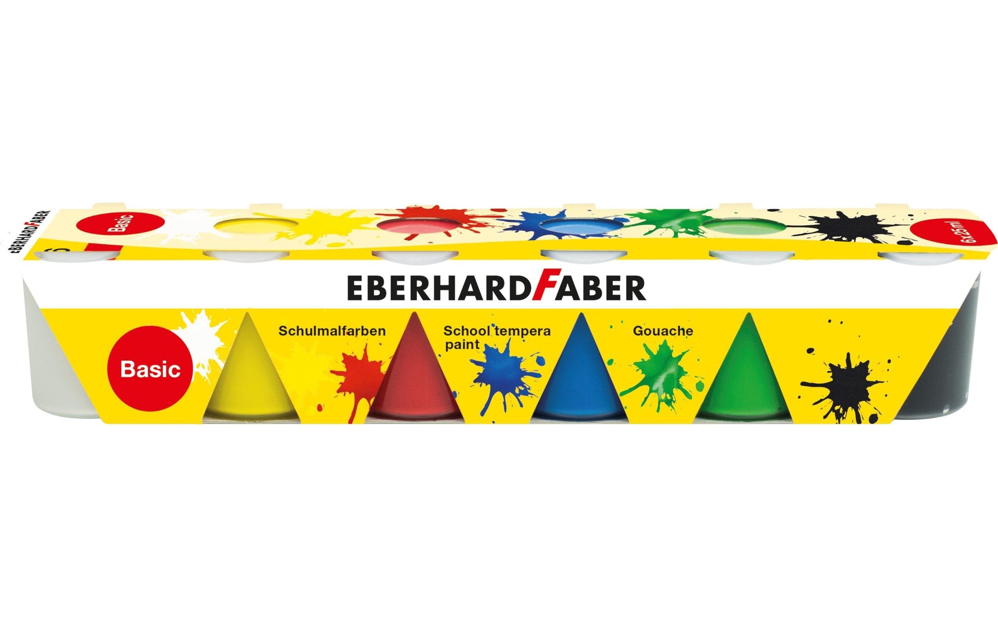 Eberhard Faber Gouache Schulmalfarben – Schwarz/Blau/Grün/Rot/Weiss/Gelb, lichtecht – 6×25 ml (150 ml)