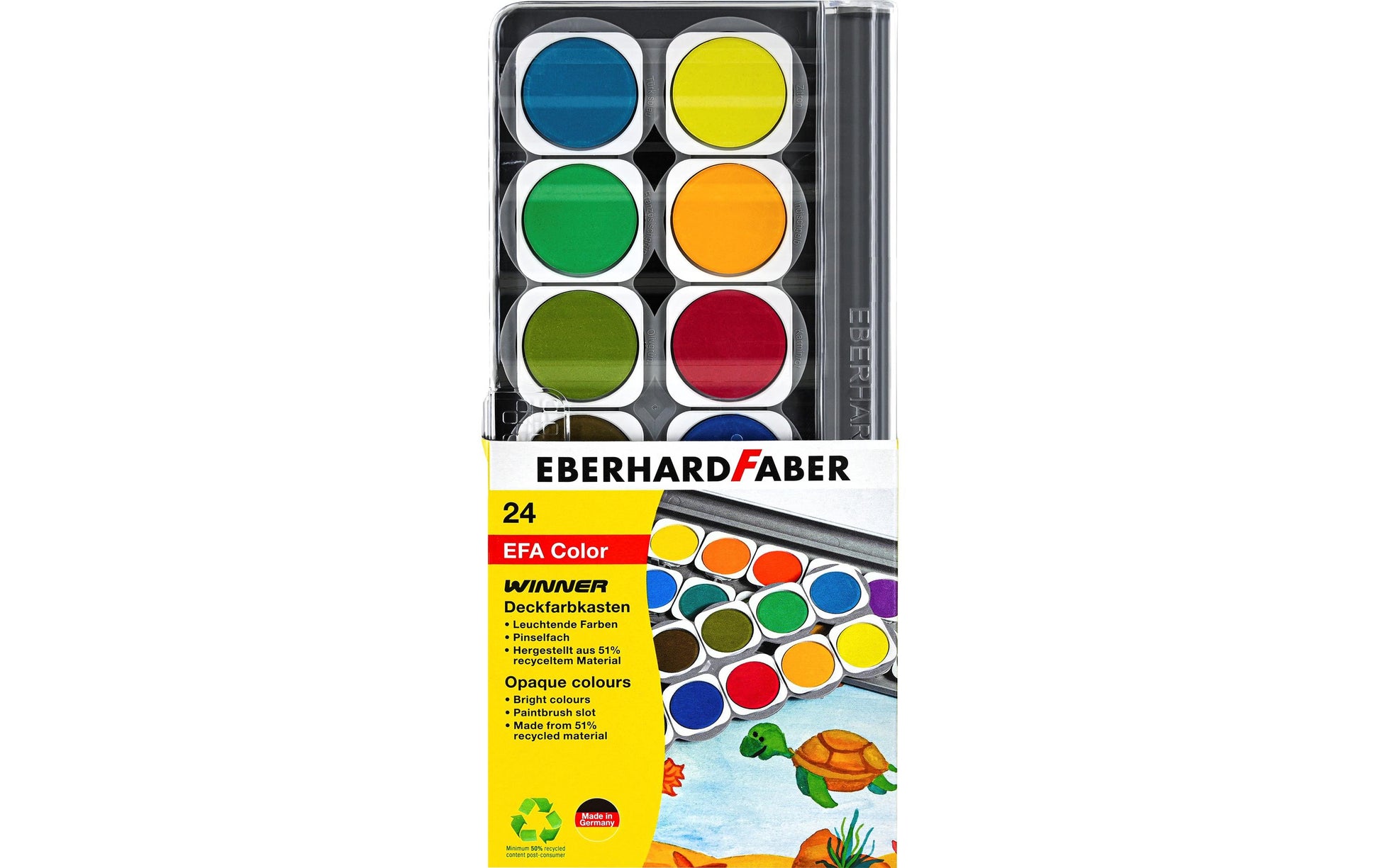 Eberhard Faber WINNER Deckfarbkasten – 24 Farben (inkl. Deckweiss 7,5 ml)