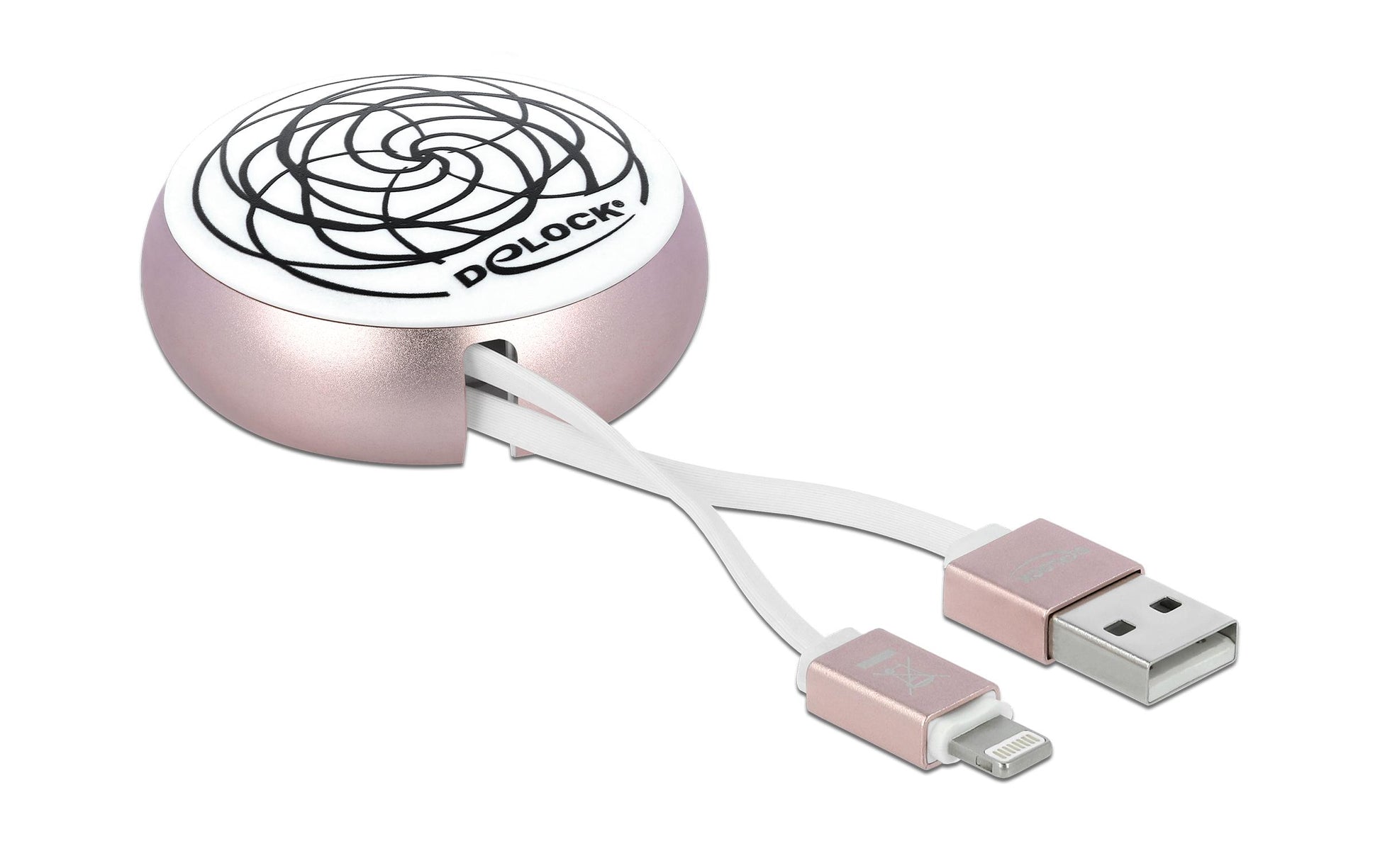 DeLOCK Kabel – USB-A auf Lightning 0,92 m, 10,5 W, aufrollbar – für iPhone/iPad