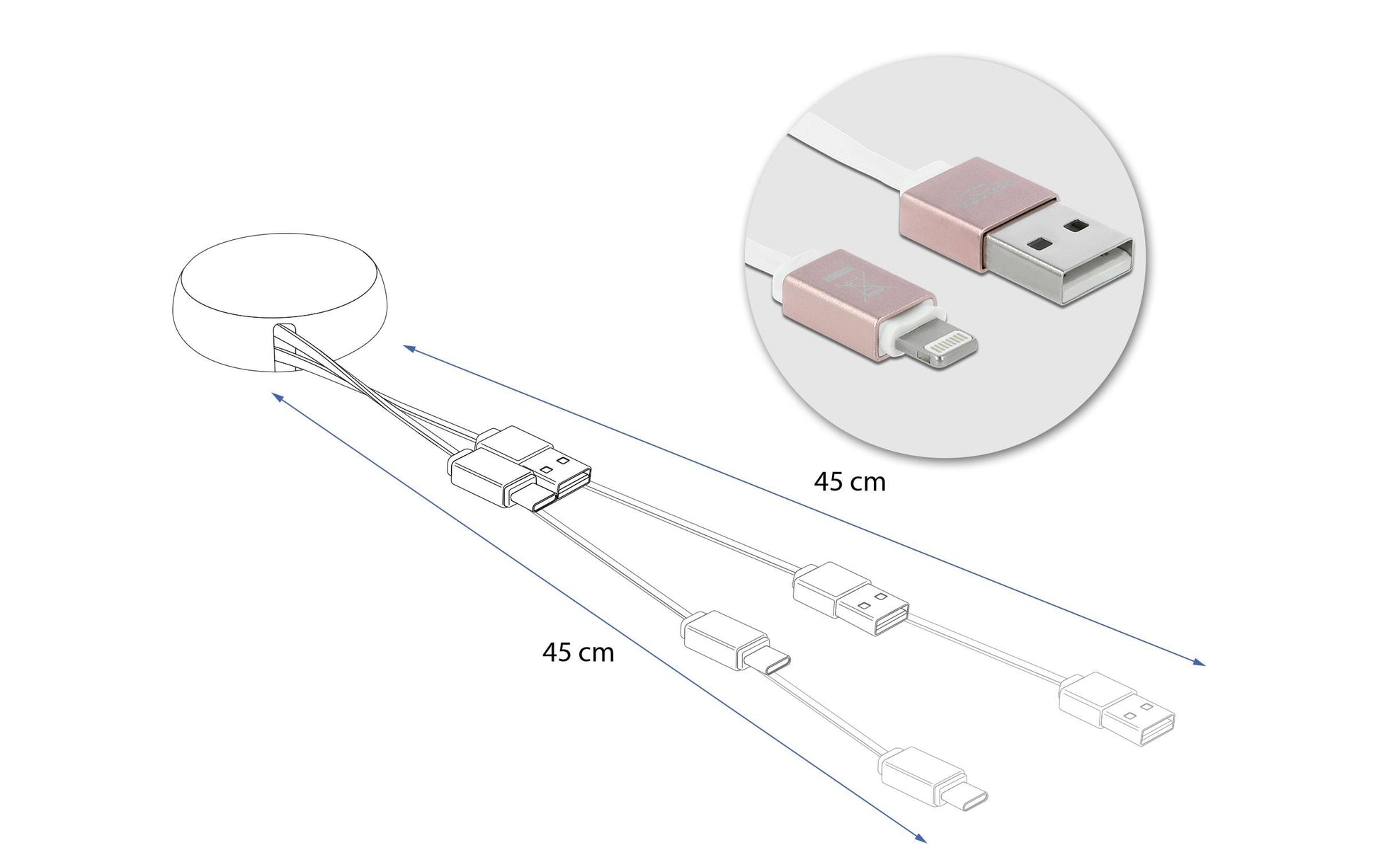 DeLOCK Kabel – USB-A auf Lightning 0,92 m, 10,5 W, aufrollbar – für iPhone/iPad