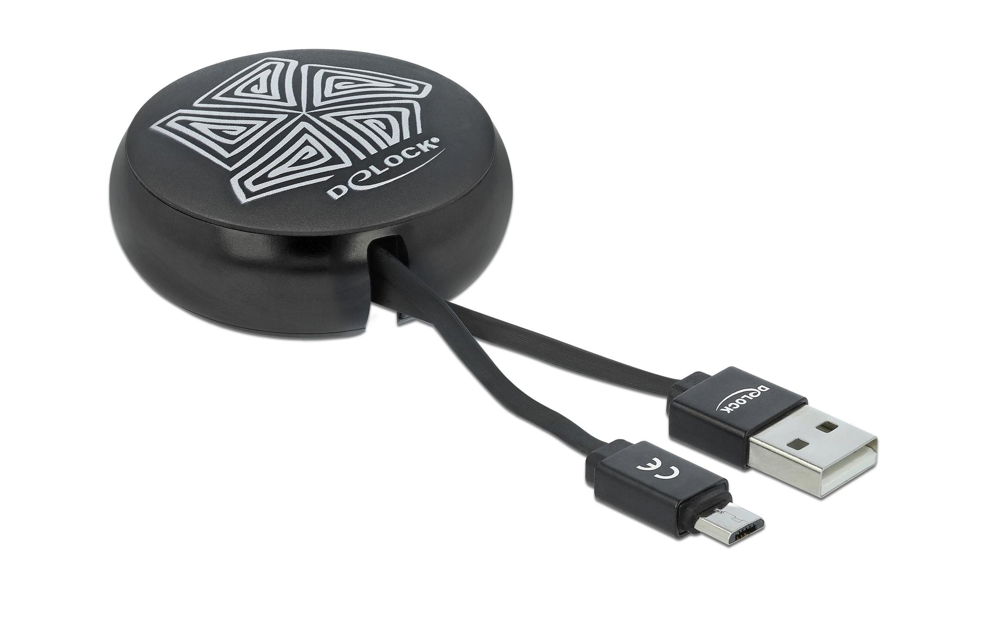 DeLOCK USB 2.0 Aufrollkabel A-MicroB – Schwarz