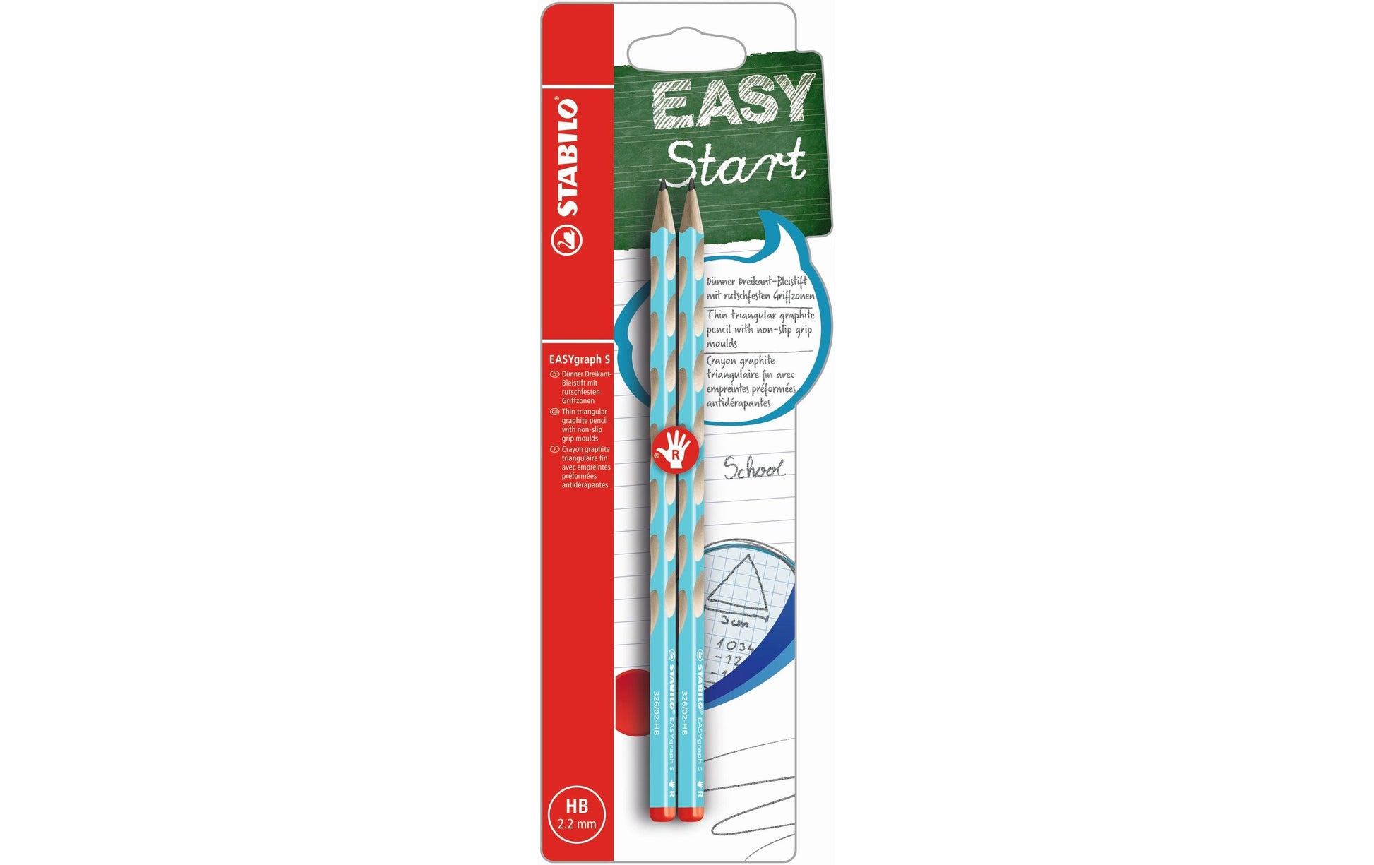 STABILO EASYgraph S Bleistifte HB, dreikantig, mit rutschfester Griffzone – 2er-Set