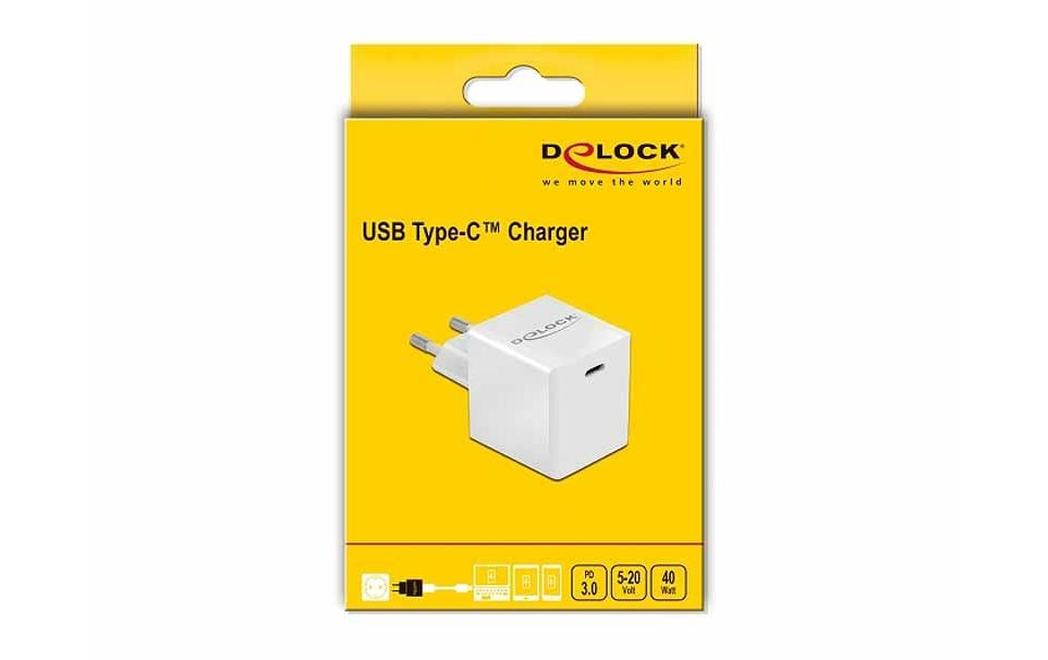 DeLOCK USB-Ladegerät 40 W – USB-C×1, PD 3.0, GaN