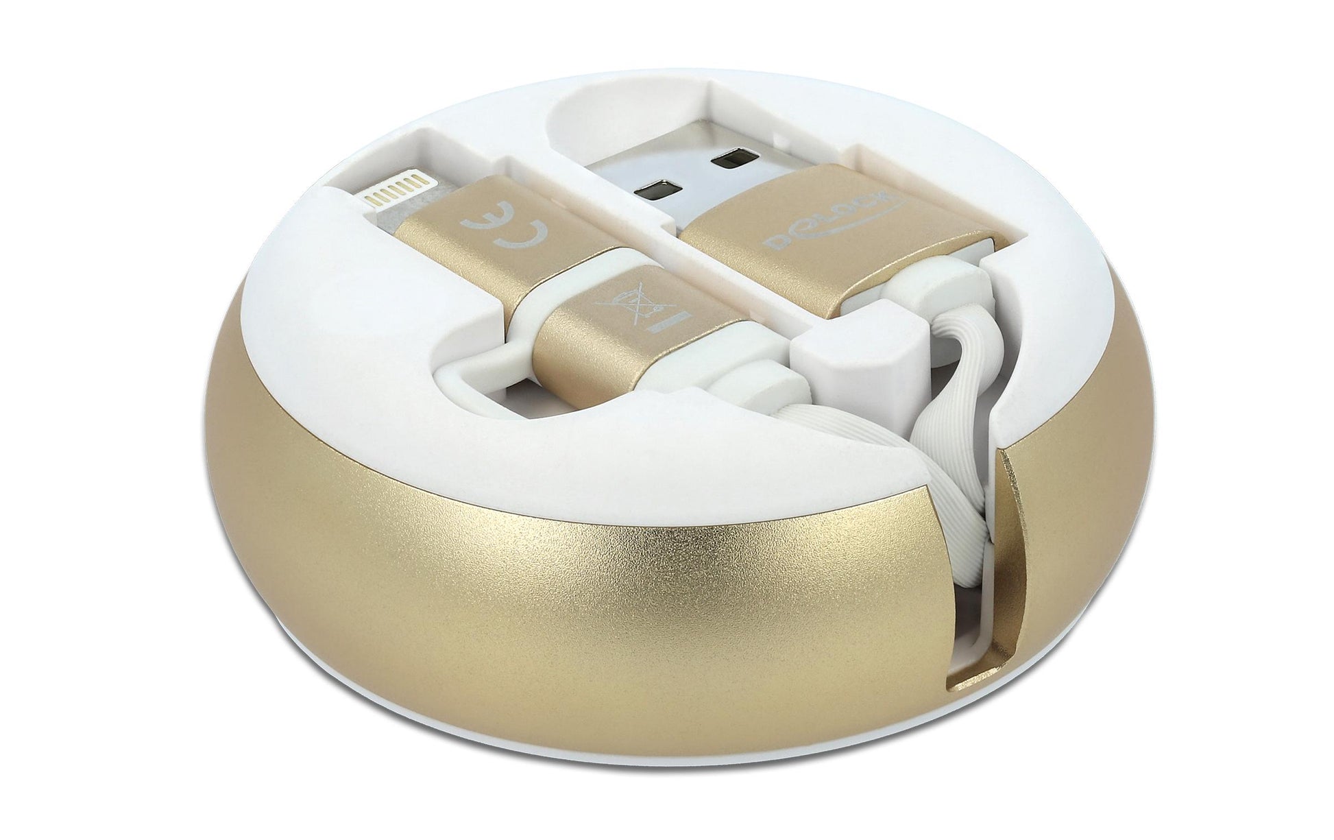 DeLOCK Multi-Kabel – 2-in-1 USB-A auf Micro-USB/Lightning 0,92 m, 10,5 W, aufrollbar – für iPhone/Android