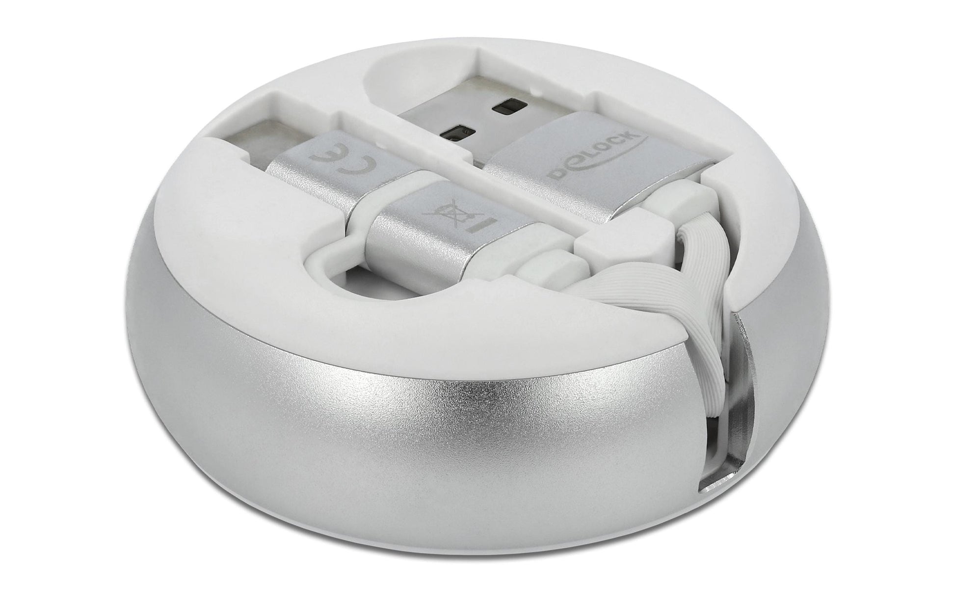 DeLOCK USB-Kabel – USB-A auf USB-C/Micro-USB-B – USB 2.0 (480 Mbit/s) – 0,92 m – Weiss/Silber