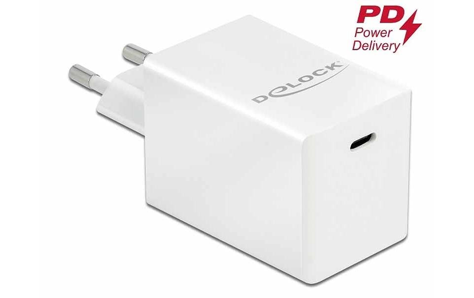 DeLOCK USB-Wandladegerät 60 W – USB-C×1 – PD 3.0, GaN – Weiss