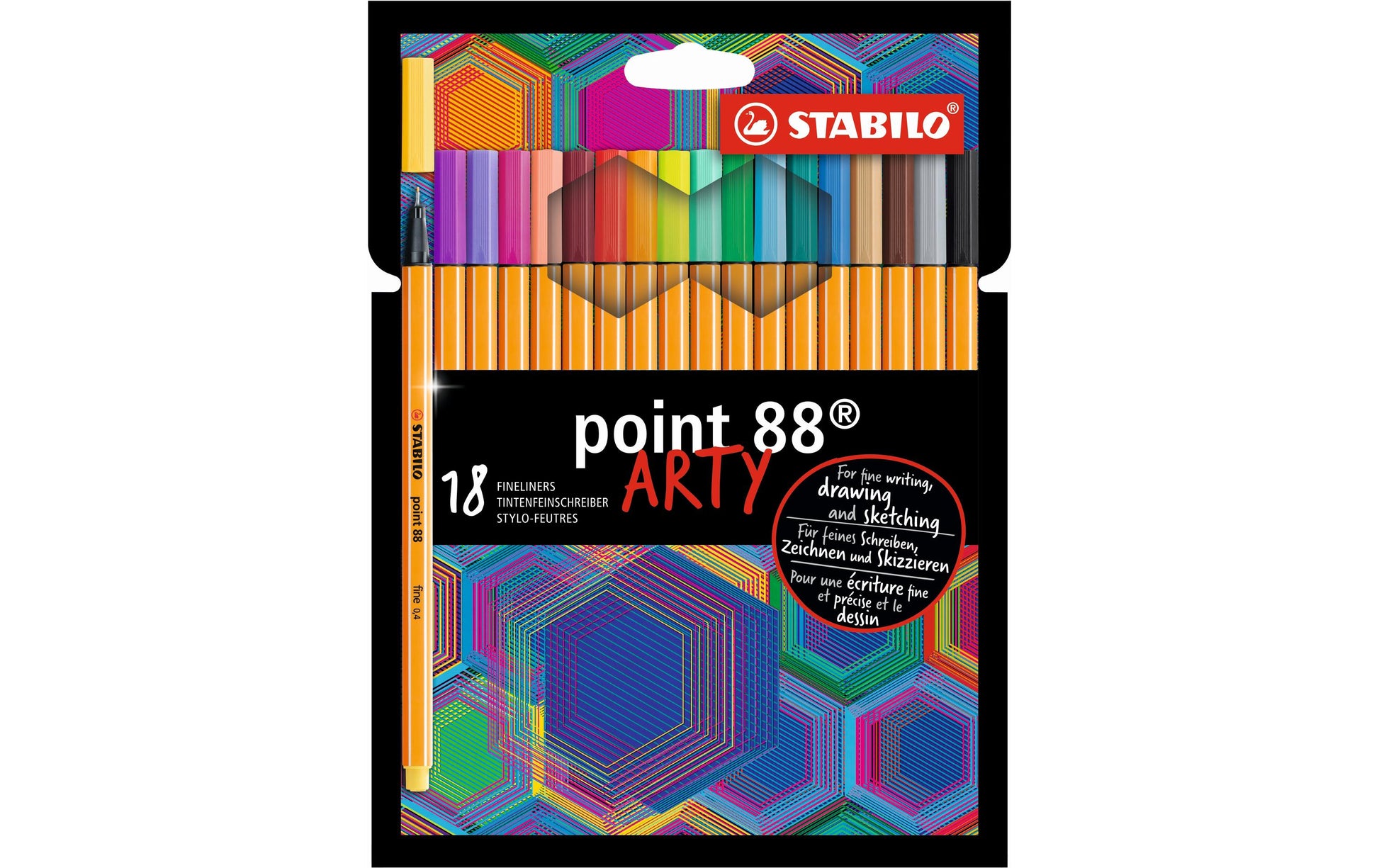 STABILO point 88 ARTY Fineliner Etui – 18 Stk., 0,4 mm, sortiert, Cap-Off