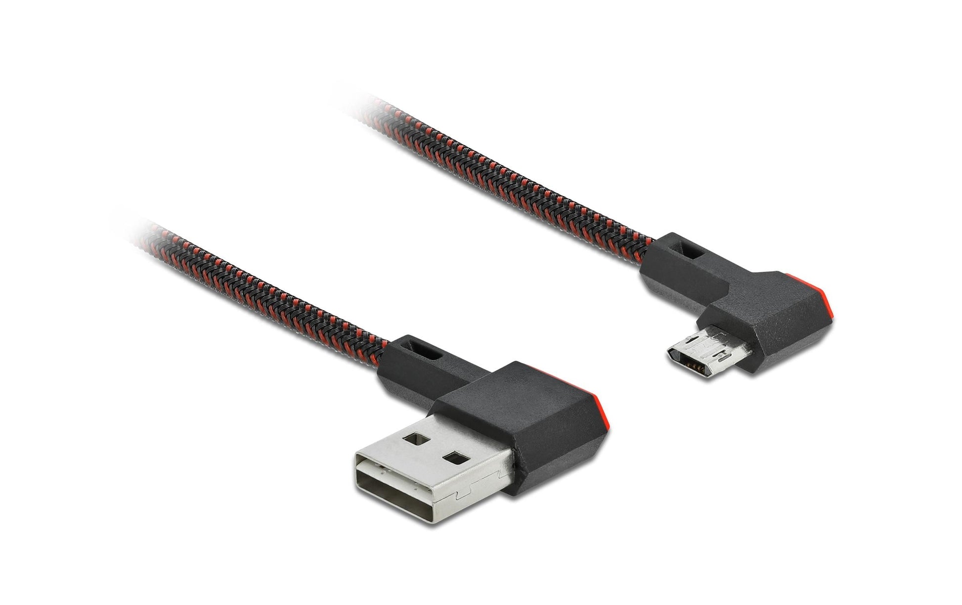 DeLOCK USB-A auf Micro-USB-B Kabel – USB 2.0 (480 Mbit/s) – 0,5 m – Abgewinkelt, Goldstecker – Schwarz