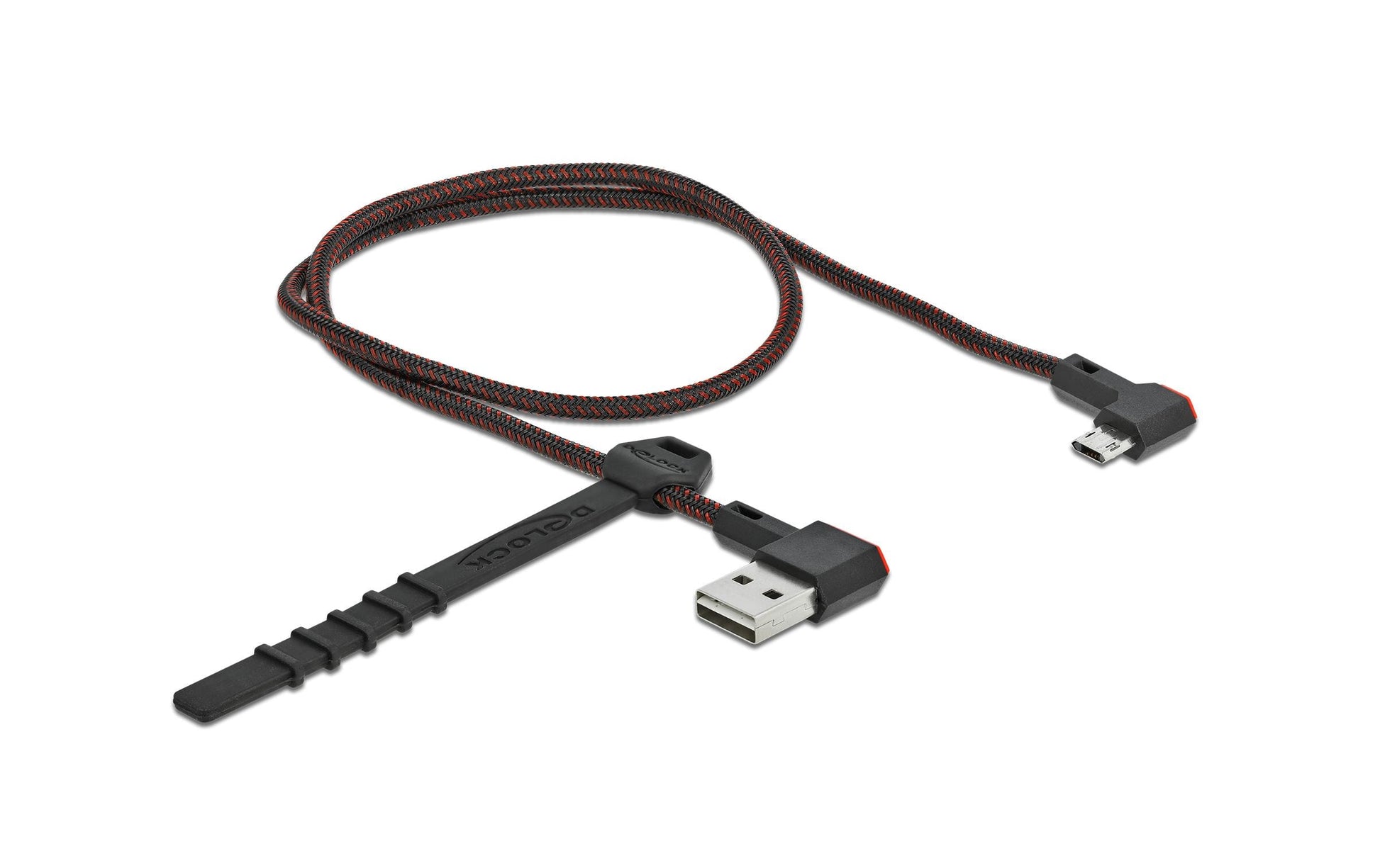 DeLOCK USB-A auf Micro-USB-B Kabel – USB 2.0 (480 Mbit/s) – 0,5 m – Abgewinkelt, Goldstecker – Schwarz
