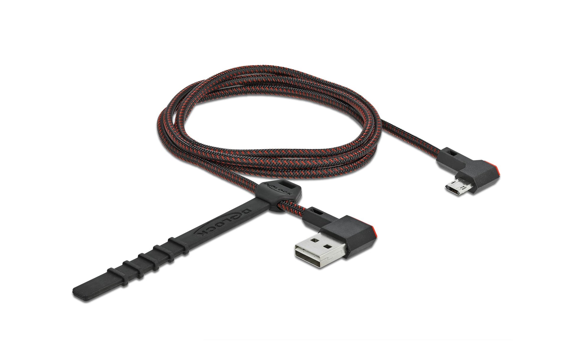 DeLOCK USB-A auf Micro-USB-B Kabel – USB 2.0 (480 Mbit/s) – 1 m – Abgewinkelt, Goldstecker – Schwarz