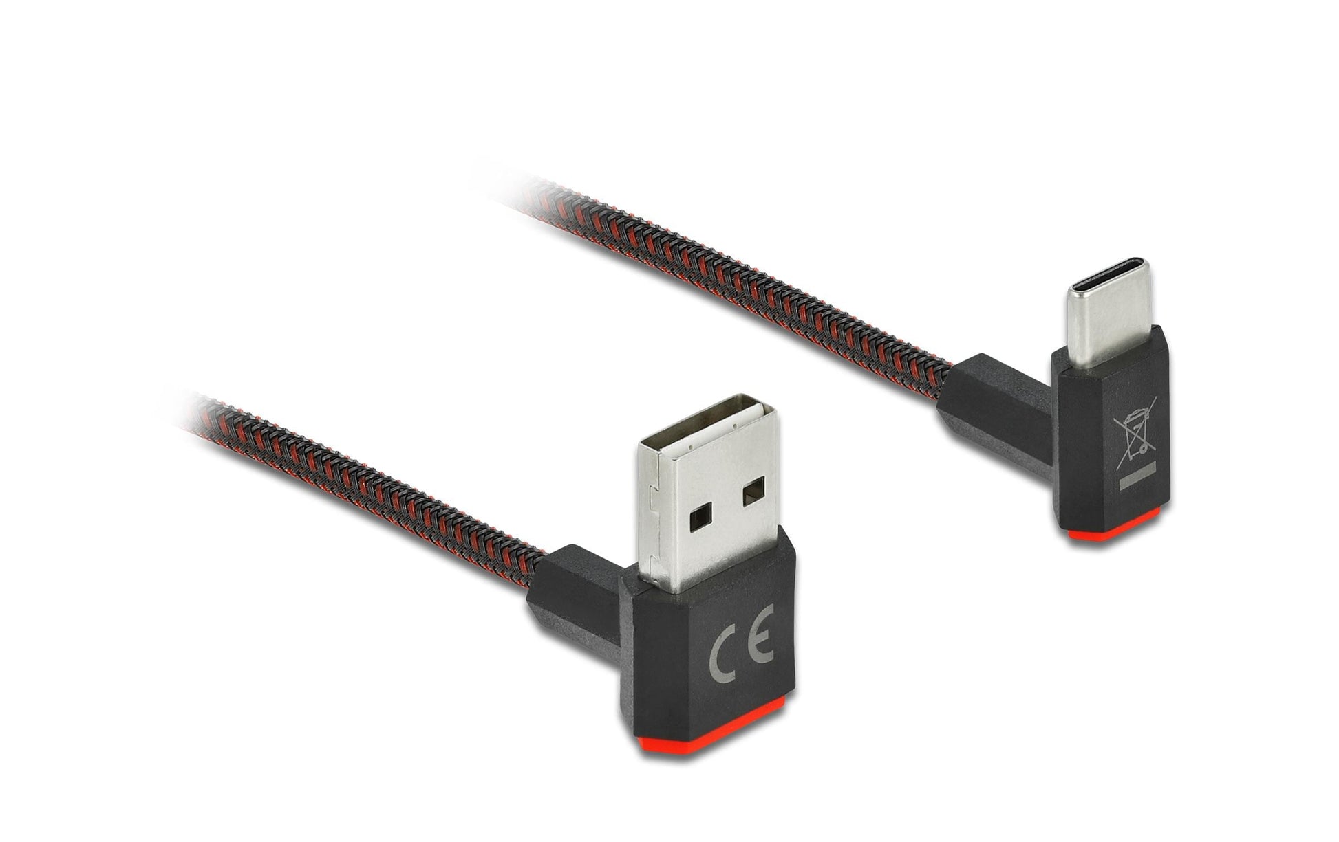 DeLOCK USB-A auf USB-C Kabel – USB 2.0 (480 Mbit/s) – 1,5 m – Abgewinkelt, beidseitig einsteckbar – Schwarz