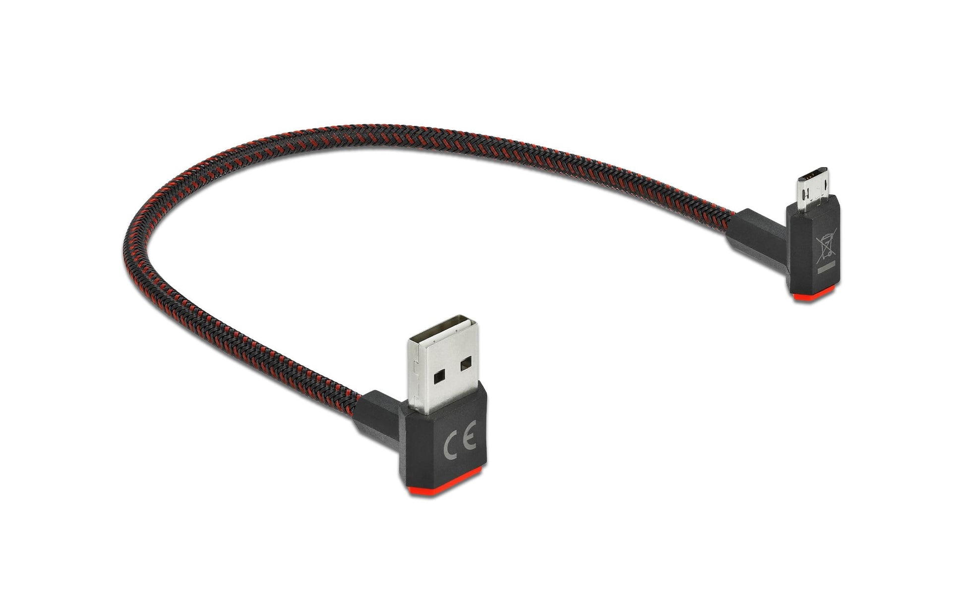 DeLOCK USB-A auf Micro-USB-B Kabel – USB 2.0 (480 Mbit/s) – 0,2 m – Abgewinkelt, beidseitig einsteckbar – Sc