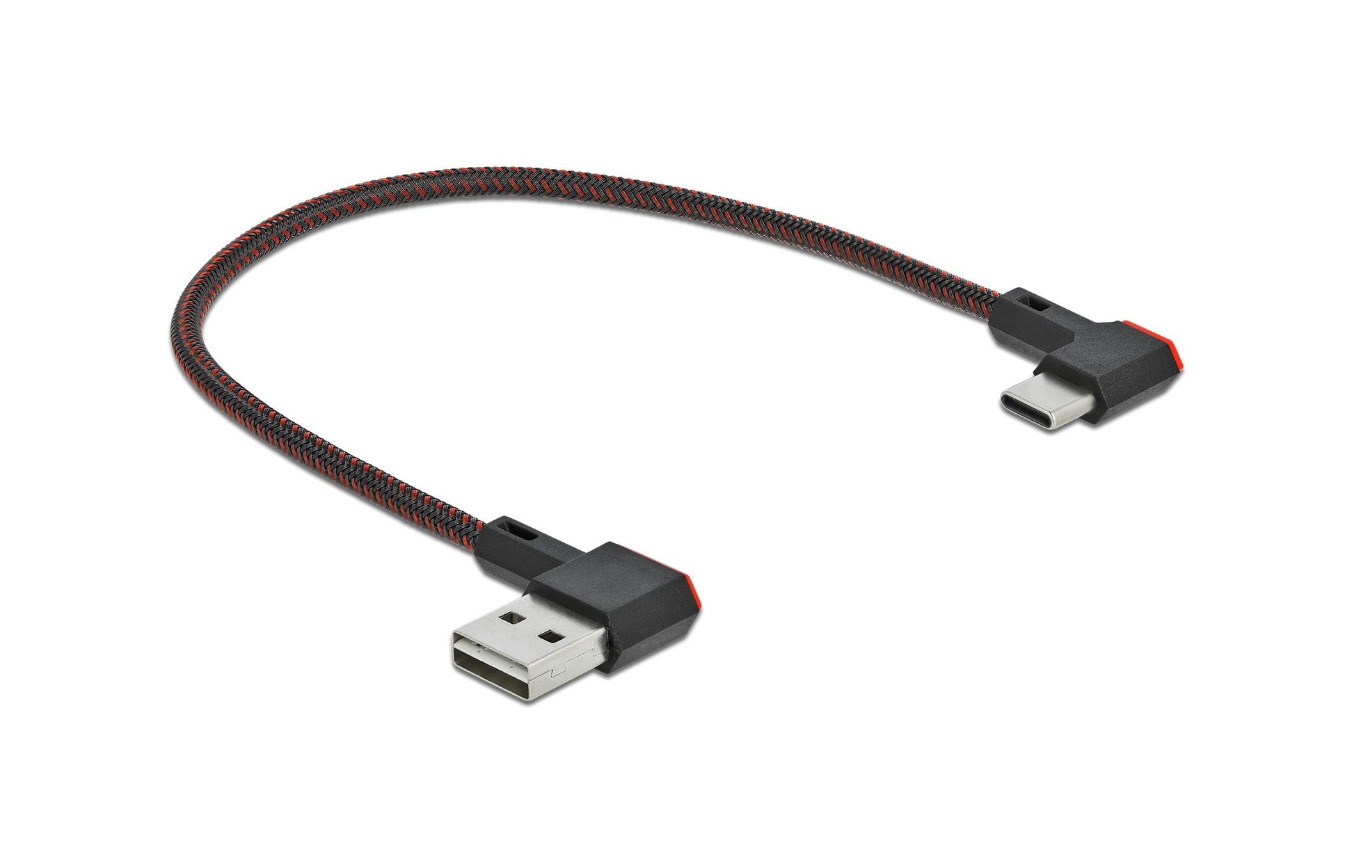 DeLOCK USB-A auf USB-C Kabel – USB 2.0 (480 Mbit/s) – 0,2 m – Abgewinkelt – Schwarz