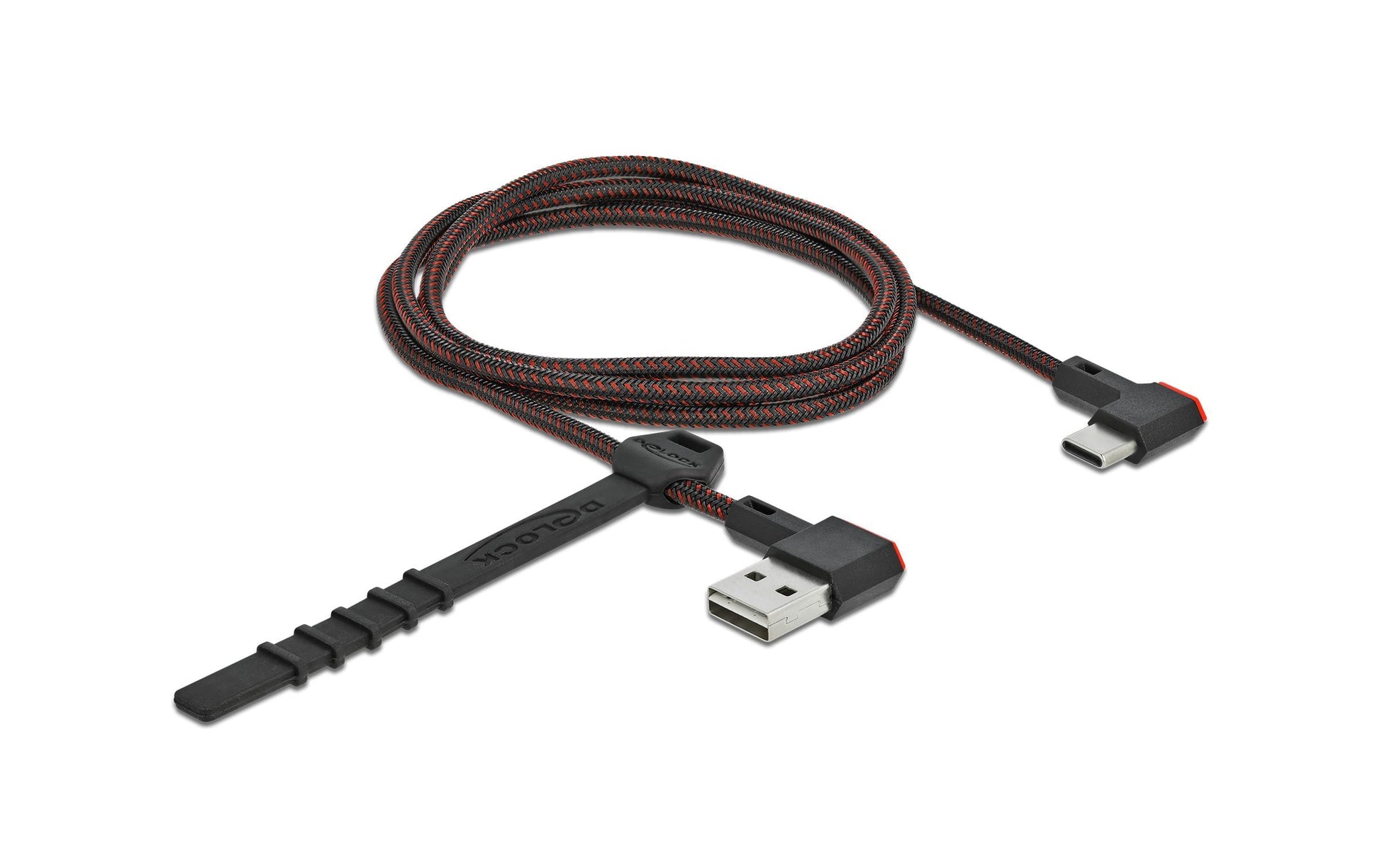 DeLOCK USB-A auf USB-C Kabel – USB 2.0 (480 Mbit/s) – 1 m – Abgewinkelt – Schwarz