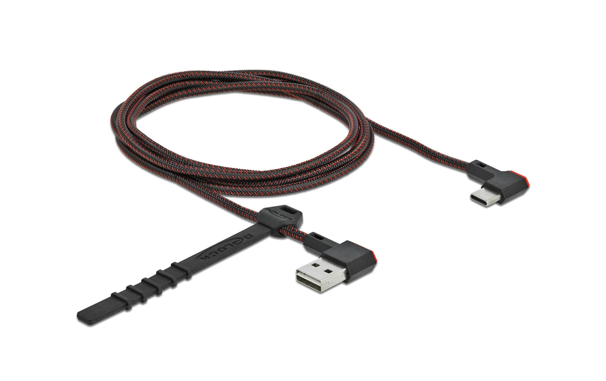 DeLOCK USB-A auf USB-C Kabel – USB 2.0 (480 Mbit/s) – 1,5 m – Abgewinkelt, beidseitig einsteckbar – Schwarz