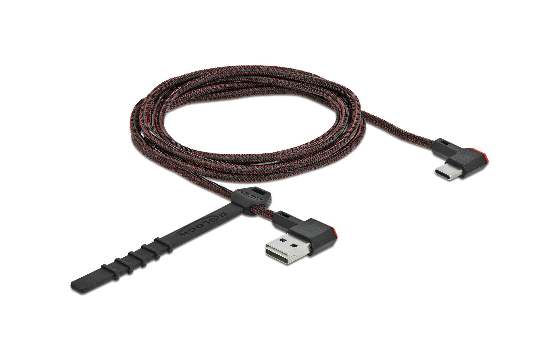 DeLOCK USB-Kabel – USB-A auf USB-C – USB 2.0 (480 Mbit/s) – 2 m – Abgewinkelt, beidseitig einsteckbar – Schwarz