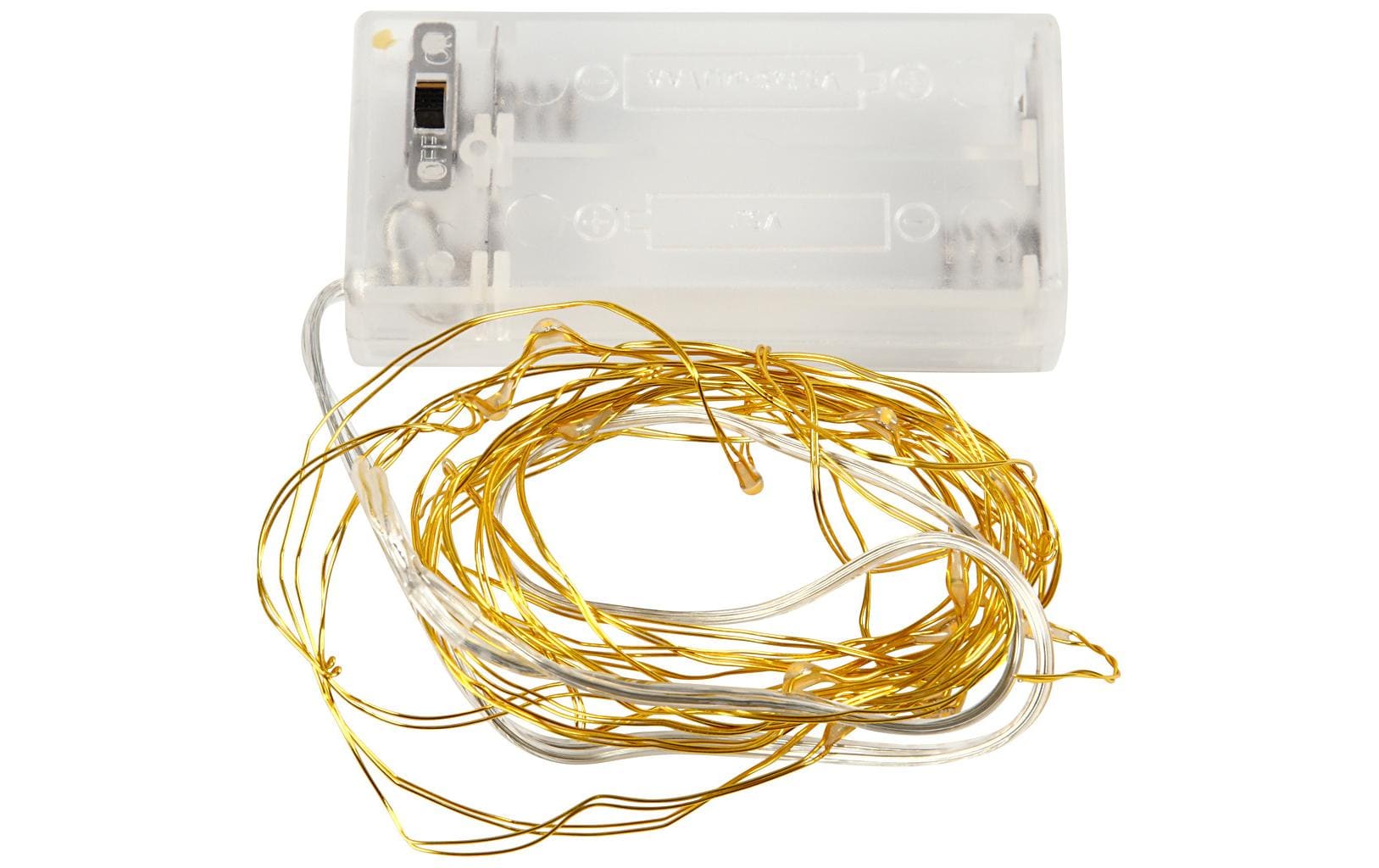 Creativ Company Lichterkette – Starterset, 3,15 m, Warmweiss, nicht dimmbar, Gold, batteriebetrieben, 20 LEDs