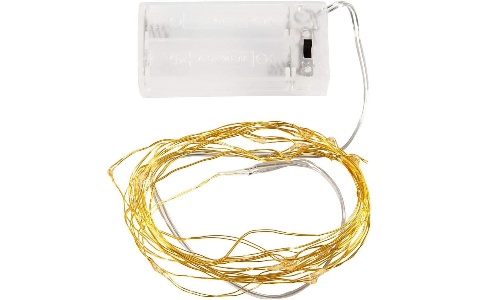 Creativ Company Lichterkette – Starterset, 3,15 m, Warmweiss, nicht dimmbar, Gold, batteriebetrieben, 20 LEDs