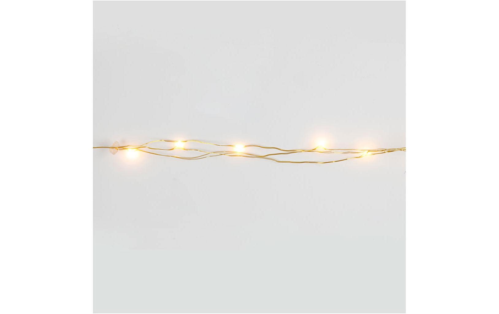Creativ Company Lichterkette – Starterset, 3,15 m, Warmweiss, nicht dimmbar, Gold, batteriebetrieben, 20 LEDs