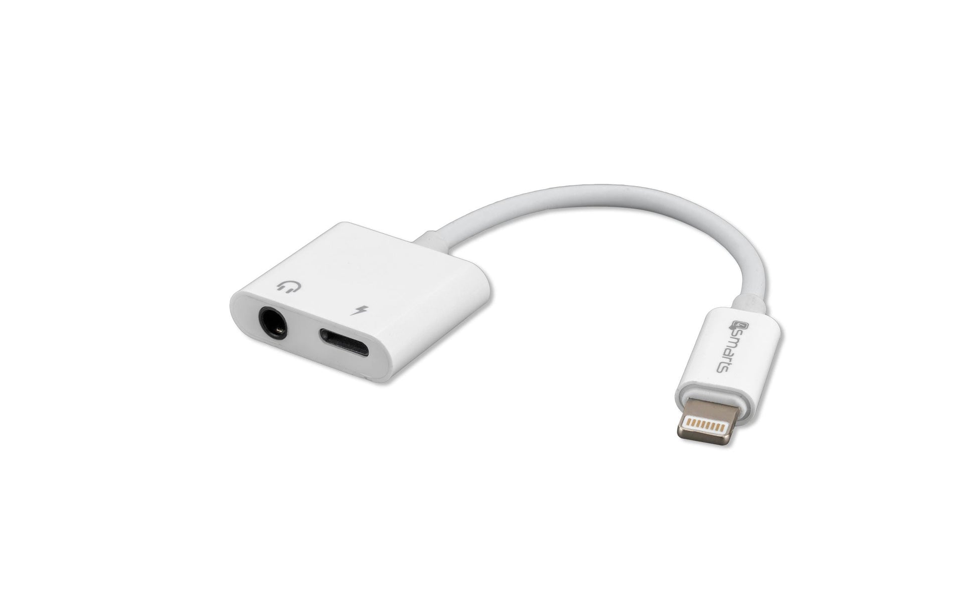 4smarts Audio- und Lade-Splitter – Adapter (Lightning auf Lightning + 3,5 mm Klinke), für iPhone/iPad – Weiss
