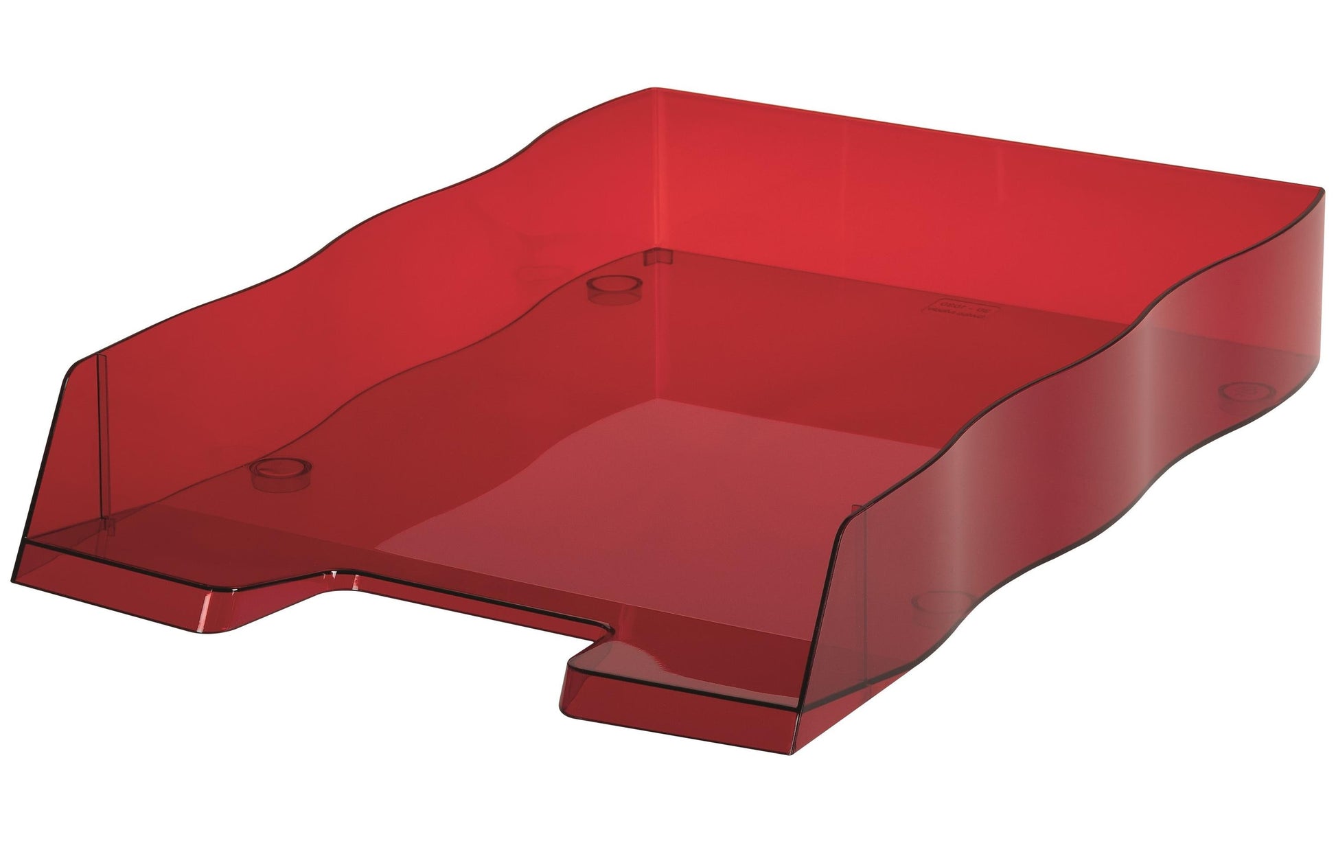 Styro Briefkorb – mit Beschriftungsfeld, hochglänzend, rot transparent, B 255 × H 62 × T 355 mm