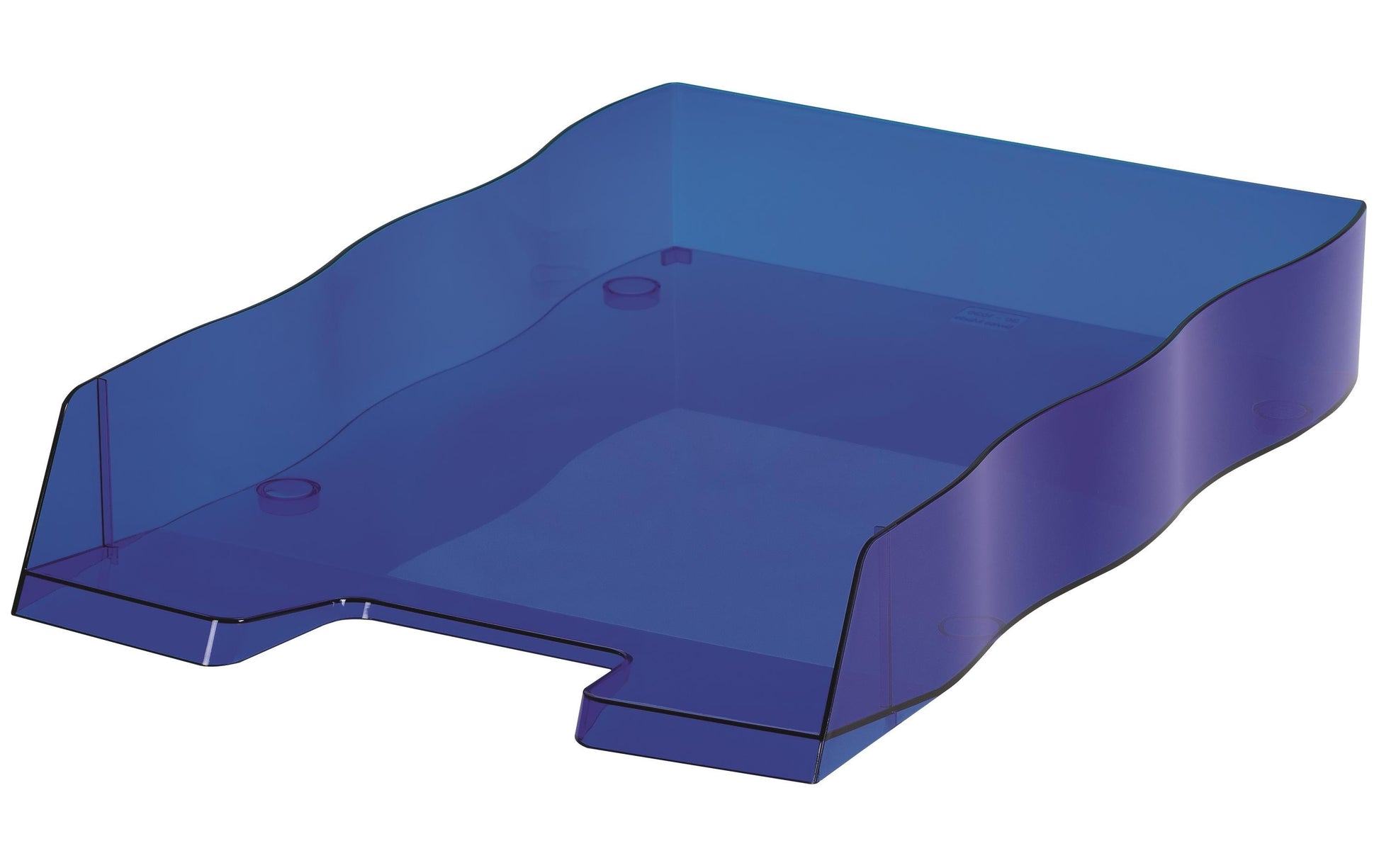 Styro Briefkorb – mit Beschriftungsfeld, glänzend, blau transluzent, B 255 × H 62 × T 355 mm