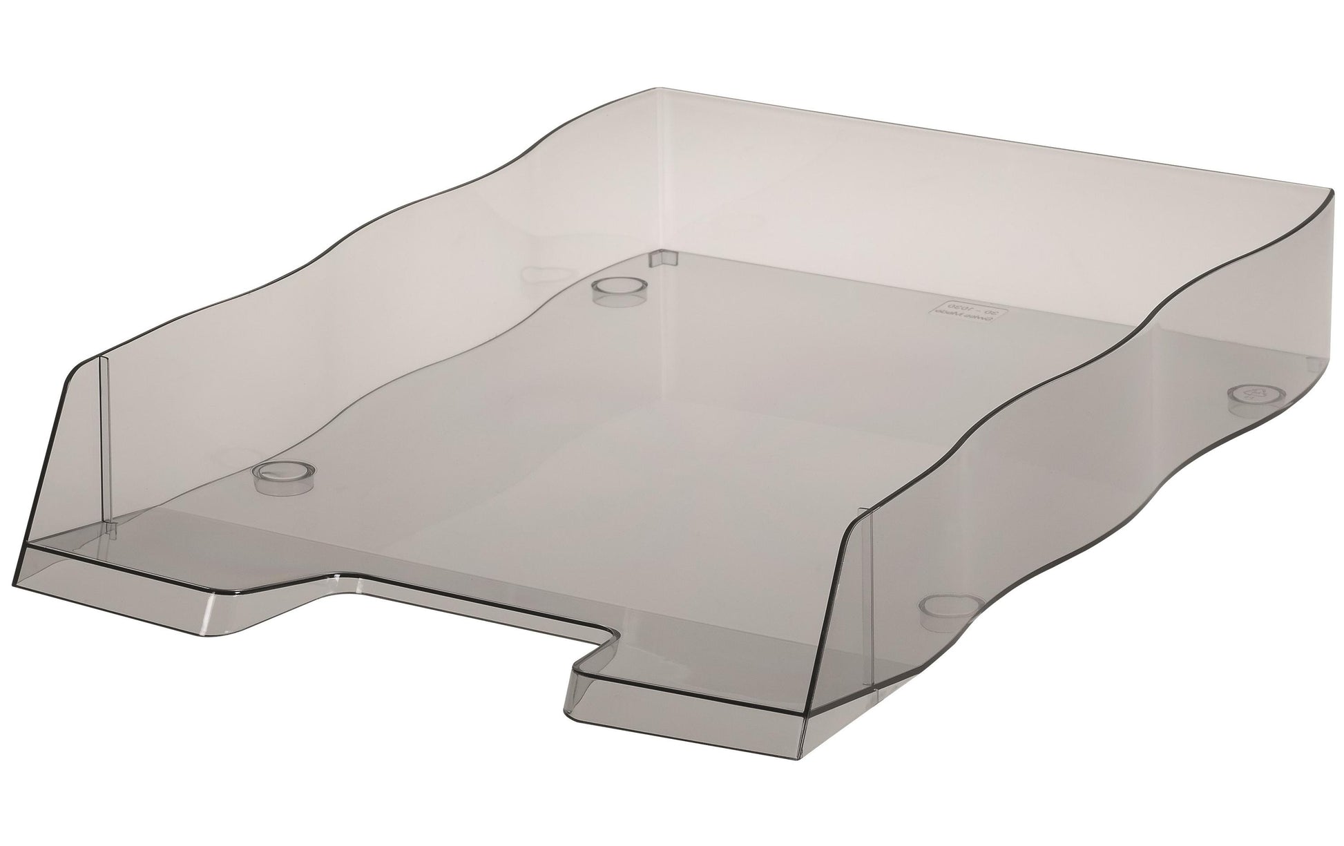 Styro Briefkorb – mit Beschriftungsfeld, glänzend, rauchtransparent, B 255 × H 62 × T 355 mm