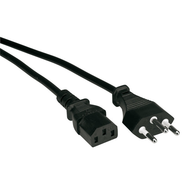 VALUE Netzkabel – T12 (Typ J) – IEC C13, 3 m, 250 V/10 A, Schwarz