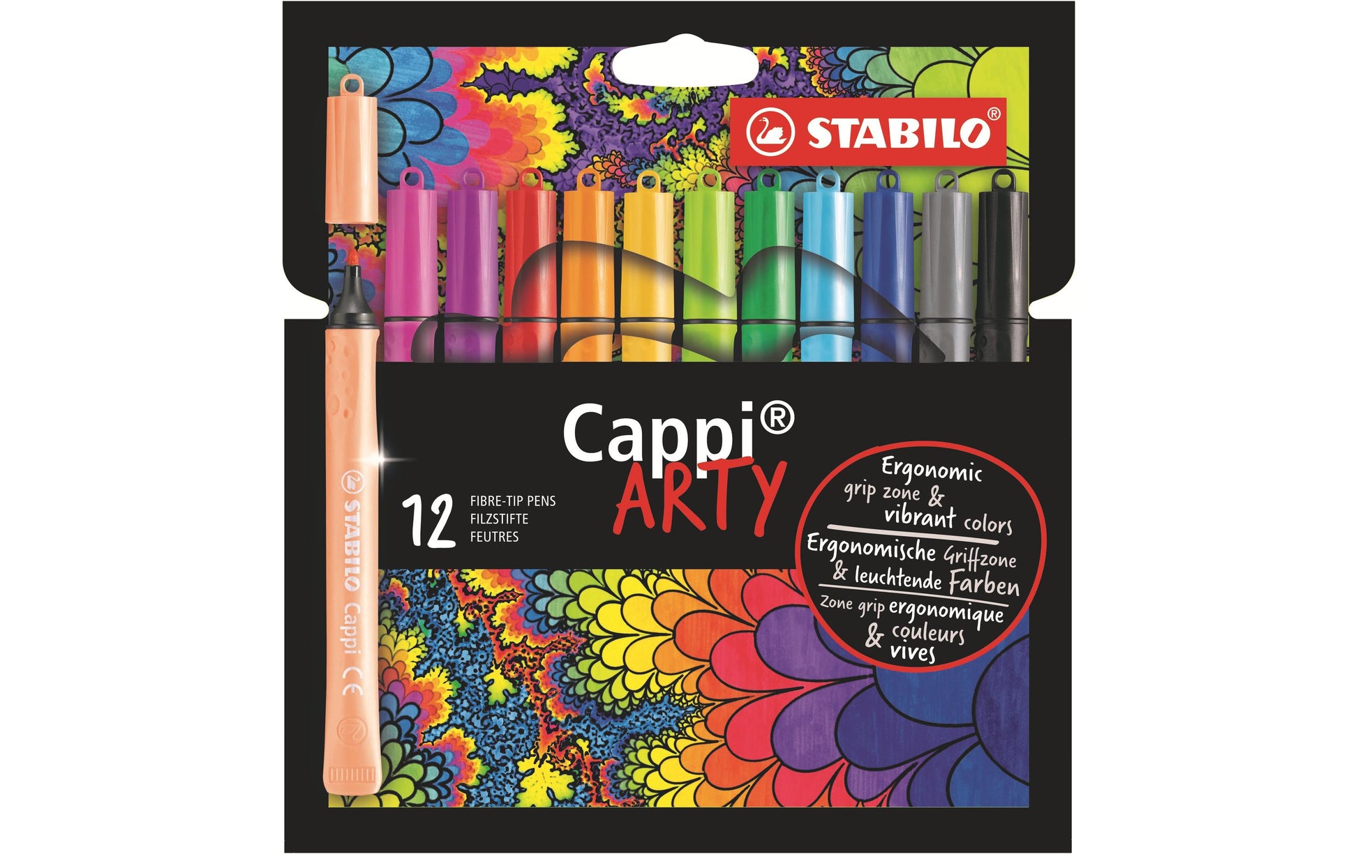 STABILO Pen 68 ARTY Filzstift – Rundspitze, 1 mm, wasserbasiert, 12 Farben
