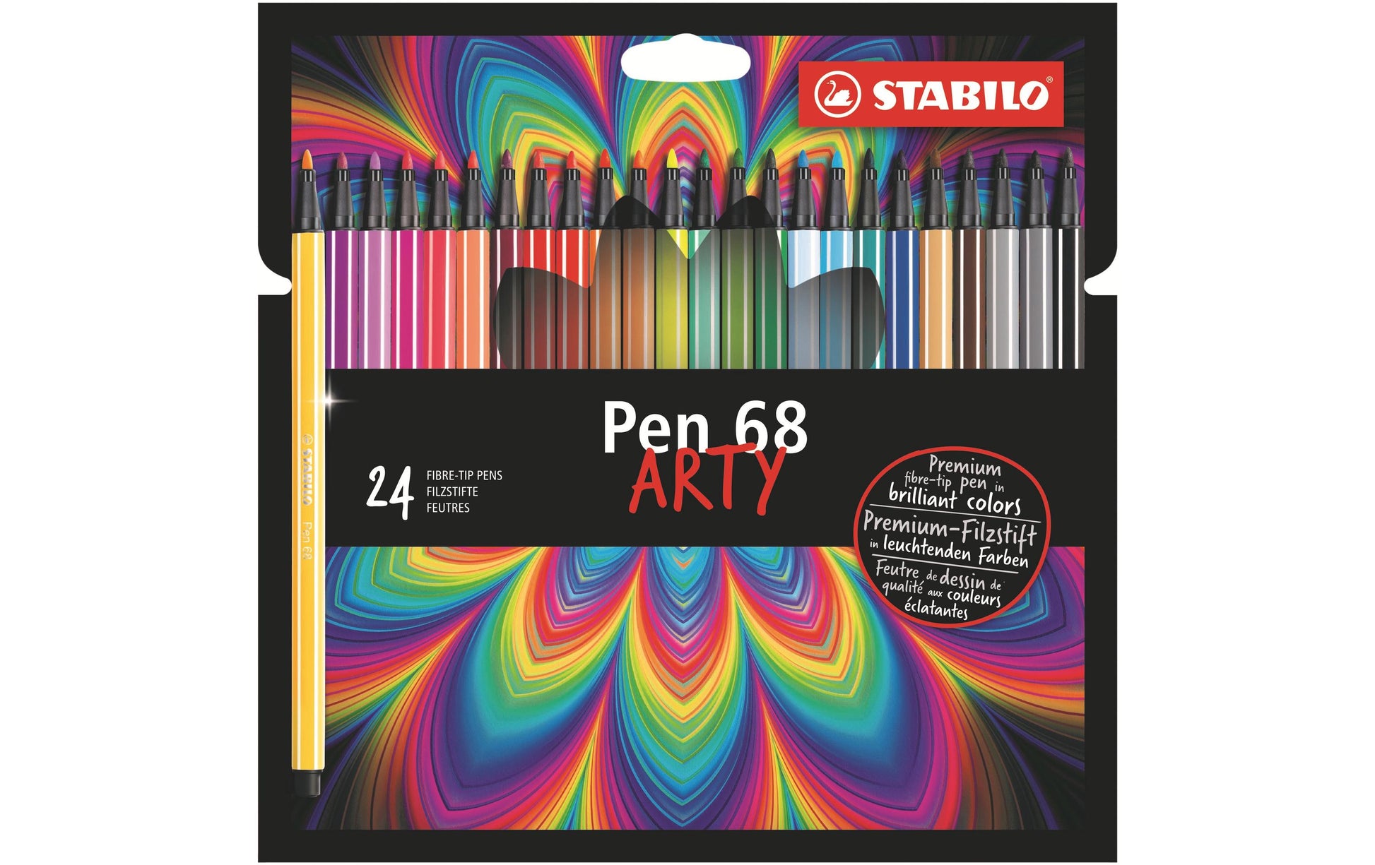 STABILO Pen 68 Arty Filzstifte – Rundspitze, 1 mm, wasserbasiert, 24 Farben