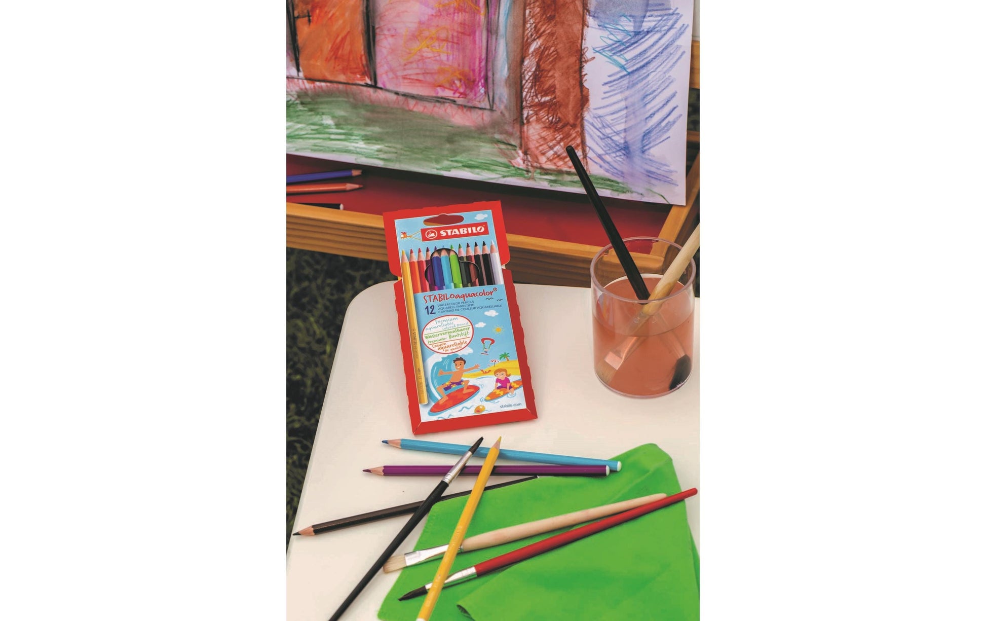 STABILO Aquarellfarbstifte aquacolor – Minen-Ø 2,8 mm, 12 Farben, im Kartonetui