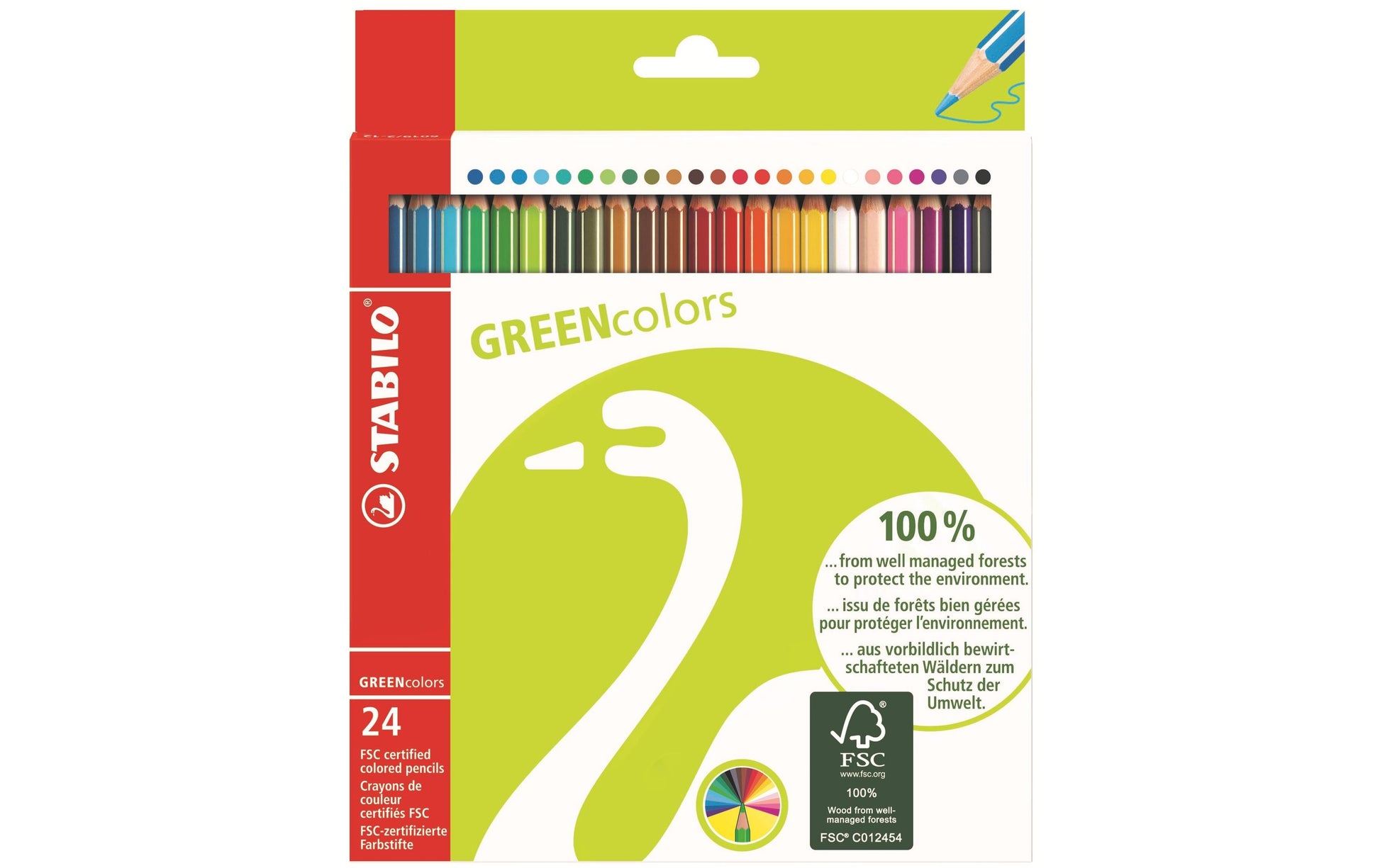 STABILO Buntstifte GREENcolors – 24 Farben, Ø 3 mm, FSC