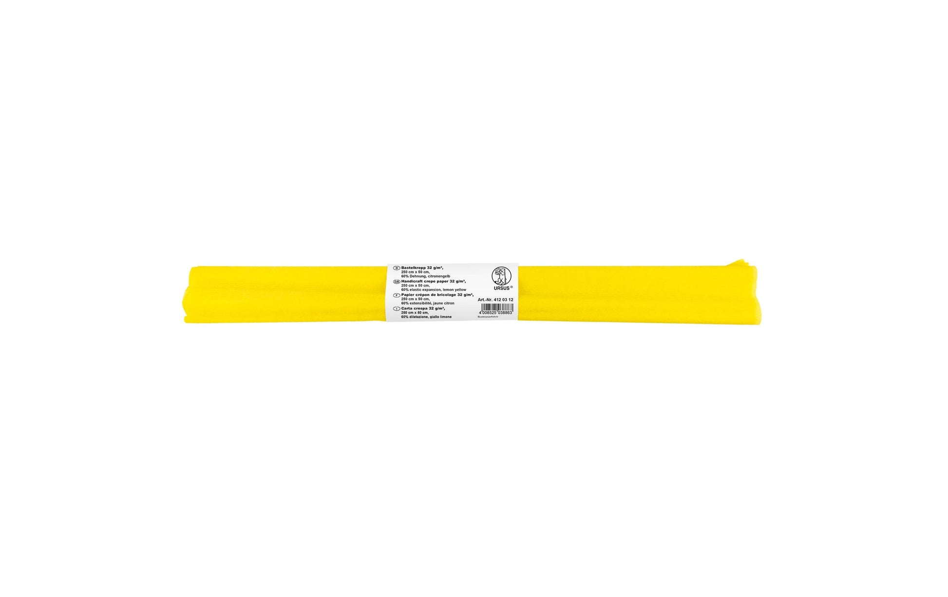 URSUS Krepppapier, Zitronengelb, 50 cm × 2,5 m, 32 g/m², 4120312