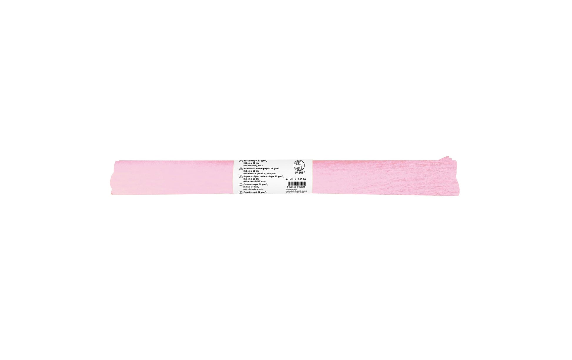 URSUS Krepppapier-Rolle – 50 cm × 2,5 m, rosa, 32 g/m² – 1 Rolle, Kunstpapier