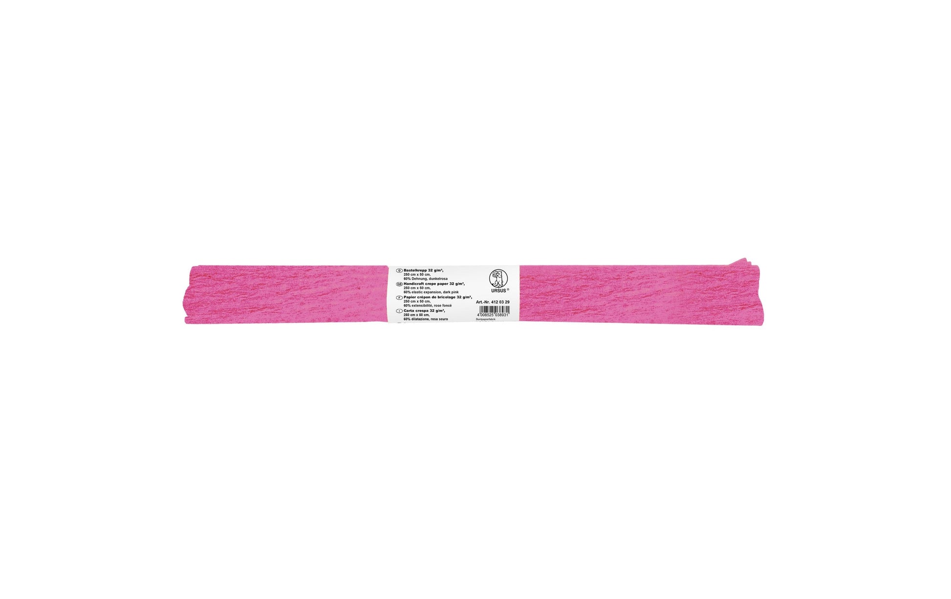 URSUS Krepppapier-Rolle – 50 cm × 2,5 m, dunkelrosa, 32 g/m² – 1 Rolle, Kunstpapier