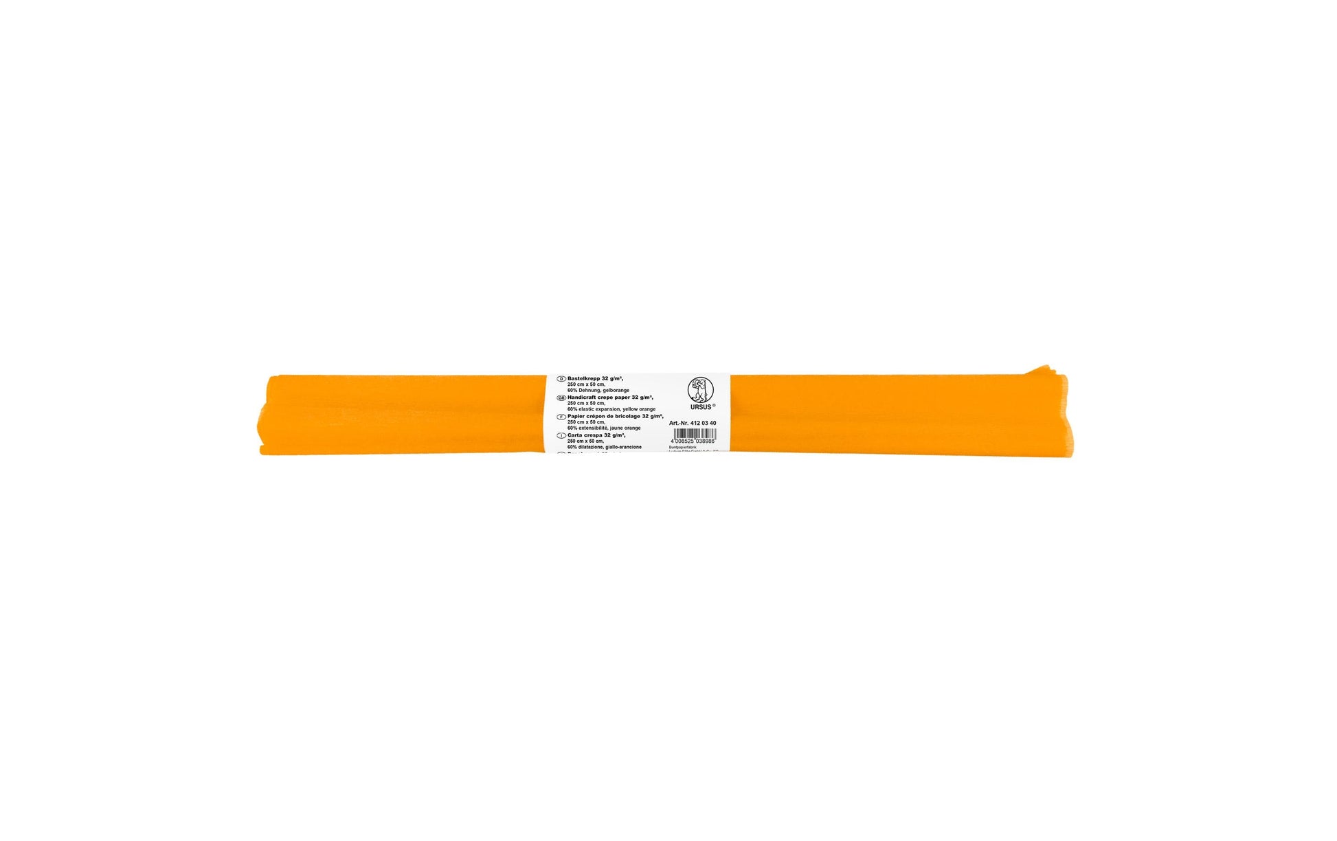 URSUS Krepppapier – 50 cm × 2,5 m, gelborange, 32 g/m² – 1 Rolle