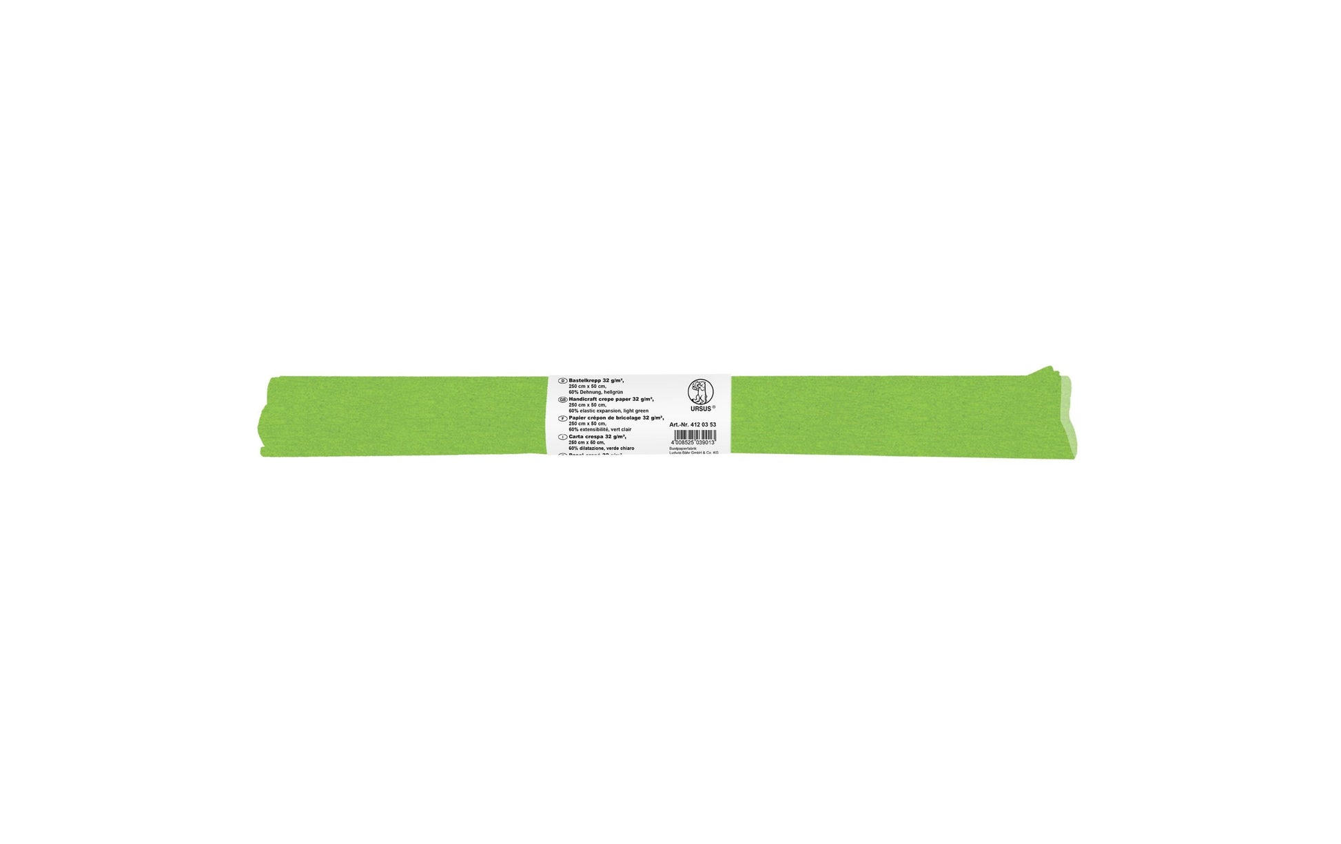 URSUS Krepppapier-Rolle – 50 cm × 2,5 m, hellgrün, 32 g/m² – 1 Rolle