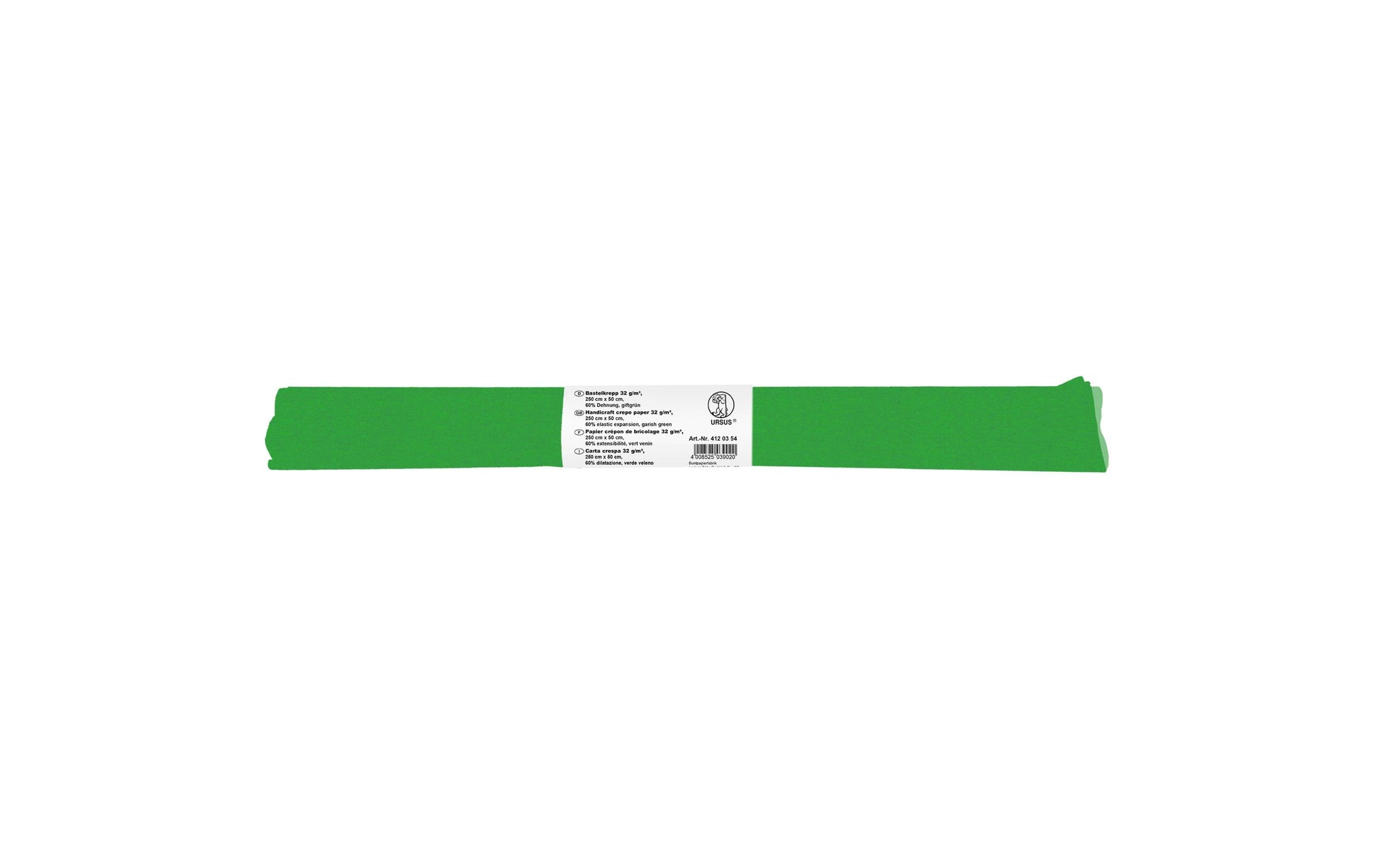 URSUS Krepppapier-Rolle – 50 cm × 2,5 m, Geschenkgrün – 1 Rolle