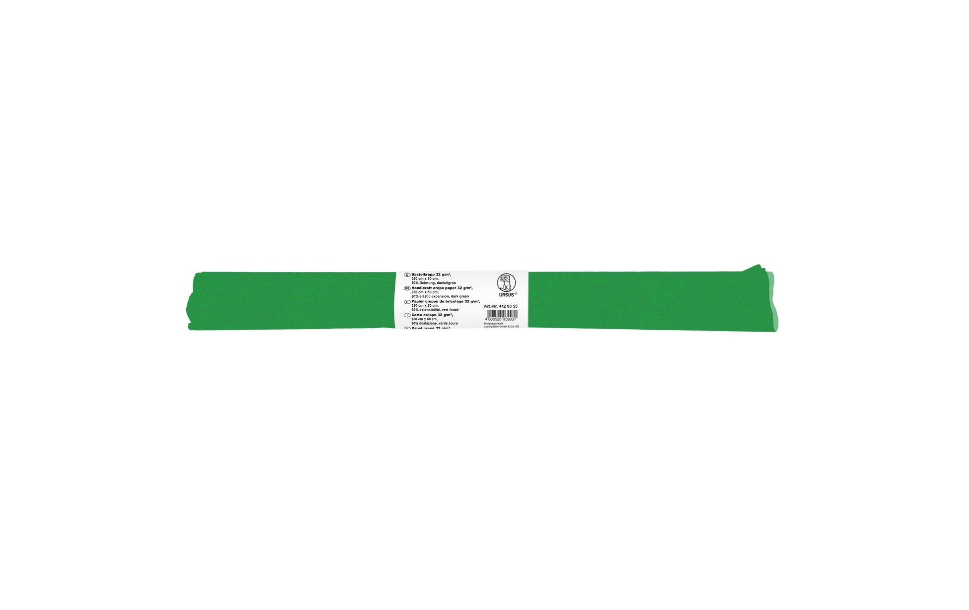 URSUS Krepppapier-Rolle – 50 cm × 2,5 m, dunkelgrün, 32 g/m² – 1 Rolle, Kunstpapier