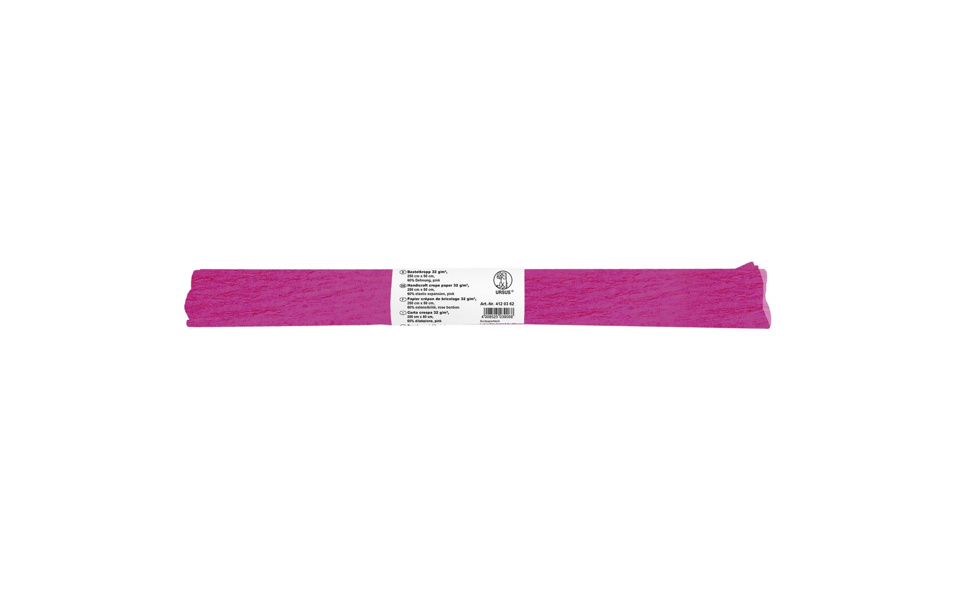 URSUS Krepppapier-Rolle – 50 cm × 2,5 m, Pink, 32 g/m² – 1 Rolle