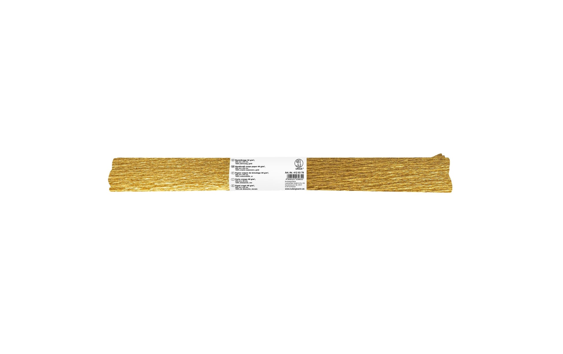 URSUS Krepppapier-Rolle – 50 cm × 2,5 m, gold, 32 g/m² – 1 Rolle