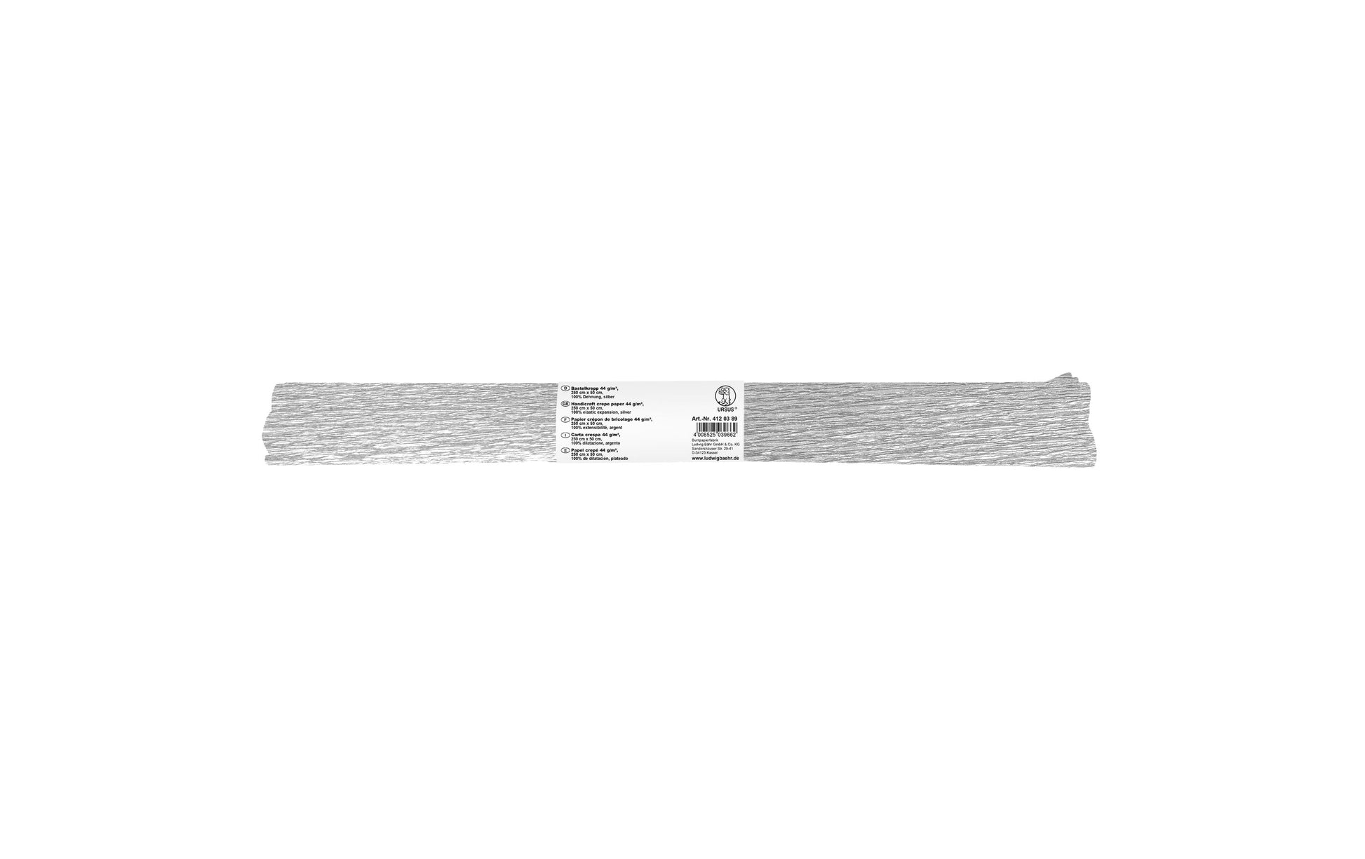 URSUS Krepppapier-Rolle – 50 cm × 2,5 m, silber – 1 Rolle
