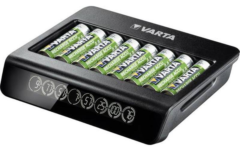 Varta Multi Charger+ Batterieladegerät 8× – LCD, USB-C – für NiMH AA/AAA – schwarz