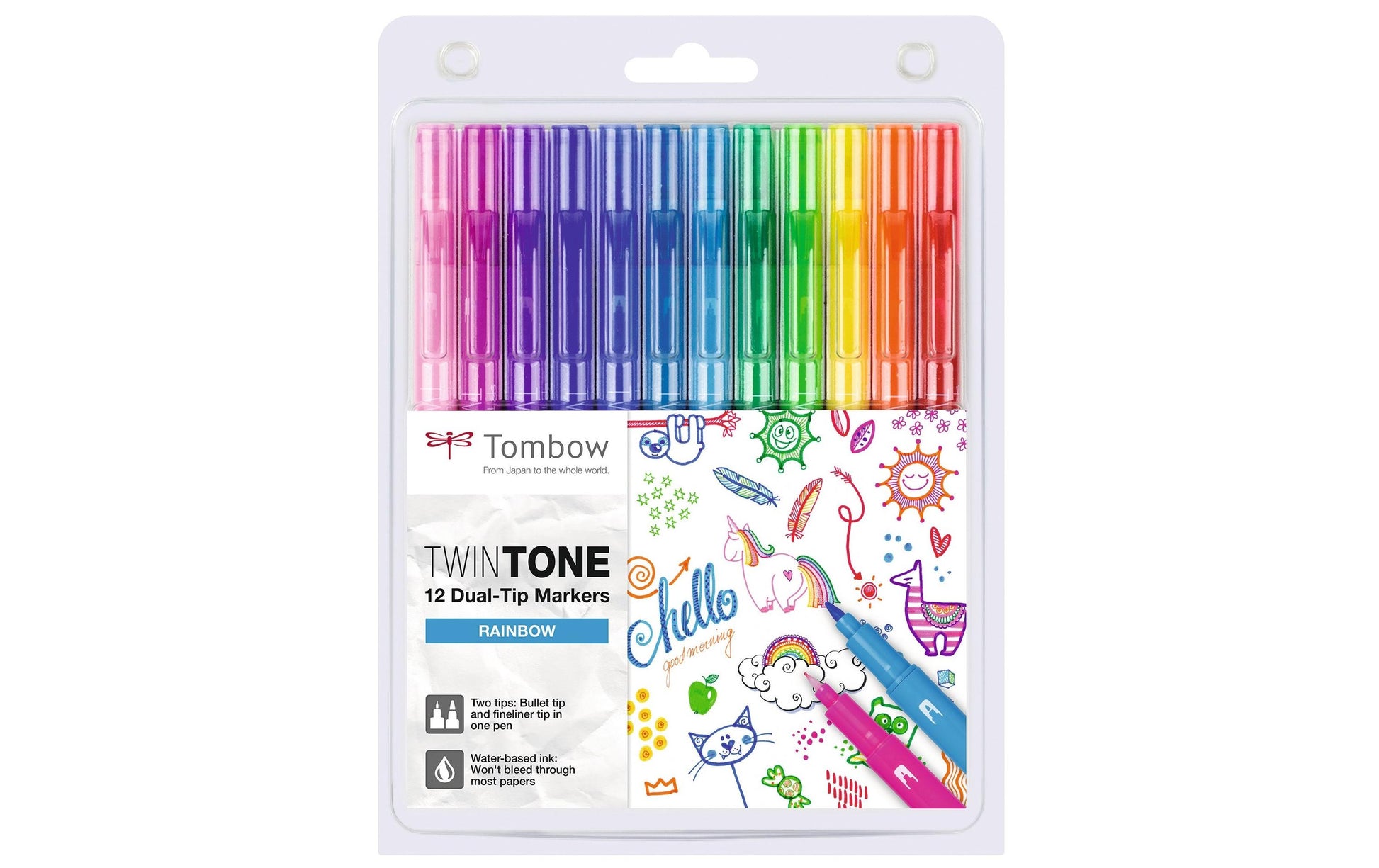 Tombow Filzstifte TwinTone, Strichbreite 0,3–0,8 mm, 12 Farben