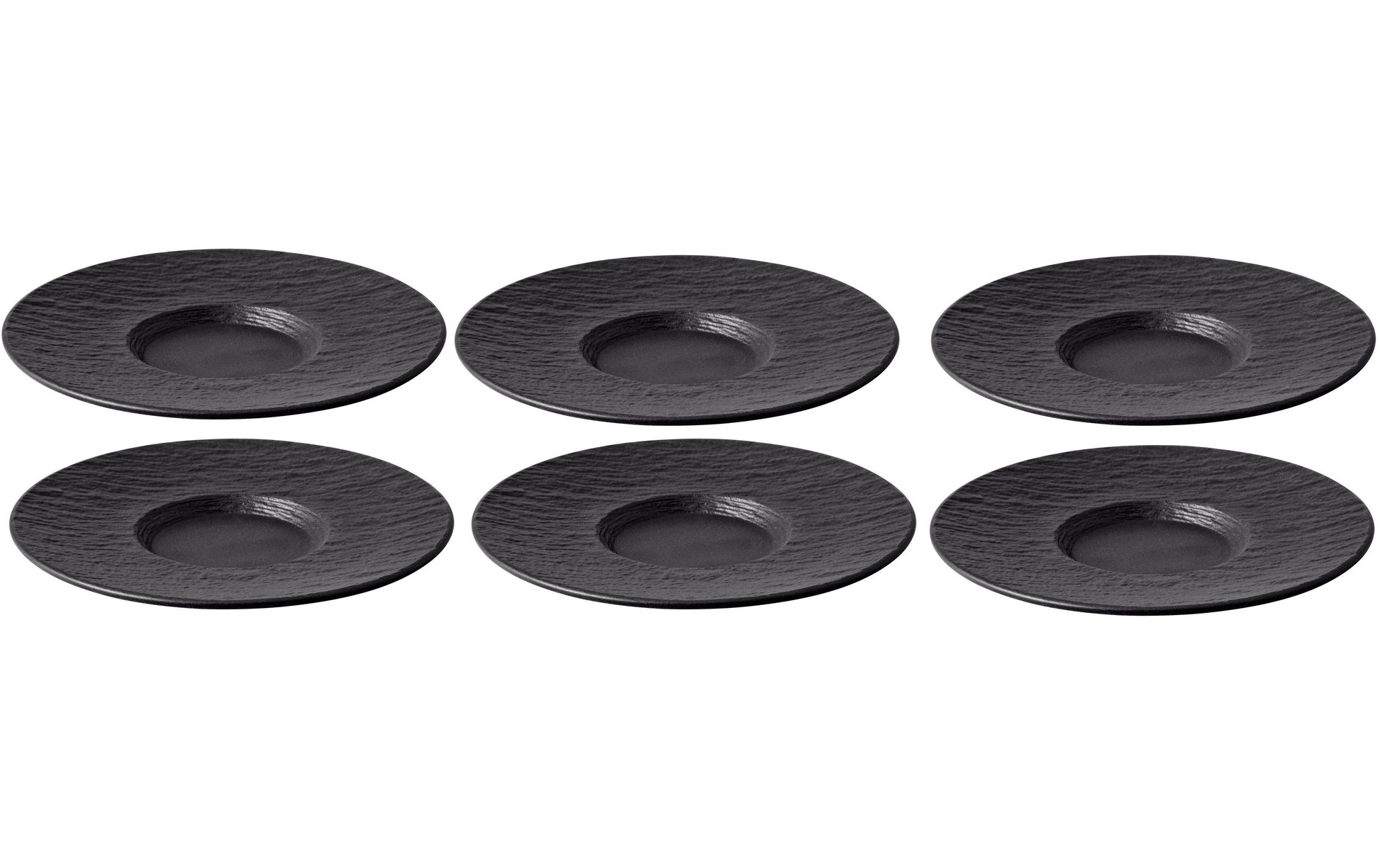 Villeroy & Boch Manufac. Rock Untertasse – Porzellan, schwarz, grau, 6 Stück