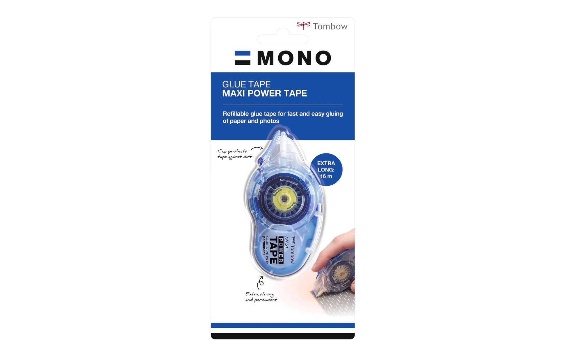 Tombow Kleberoller – permanent, transparent, nachfüllbar, 8,4 mm × 16 m, für Papier, Karton, Fotos