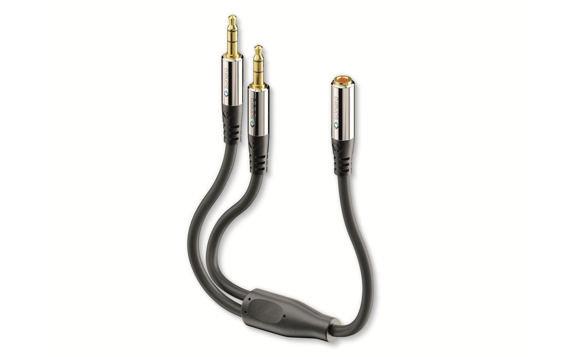Sonero 3,5 mm Splitterkabel – 3,5 mm Klinkenbuchse zu 2× 3,5 mm Klinkenstecker – 0,25 m, vergoldete Stecker