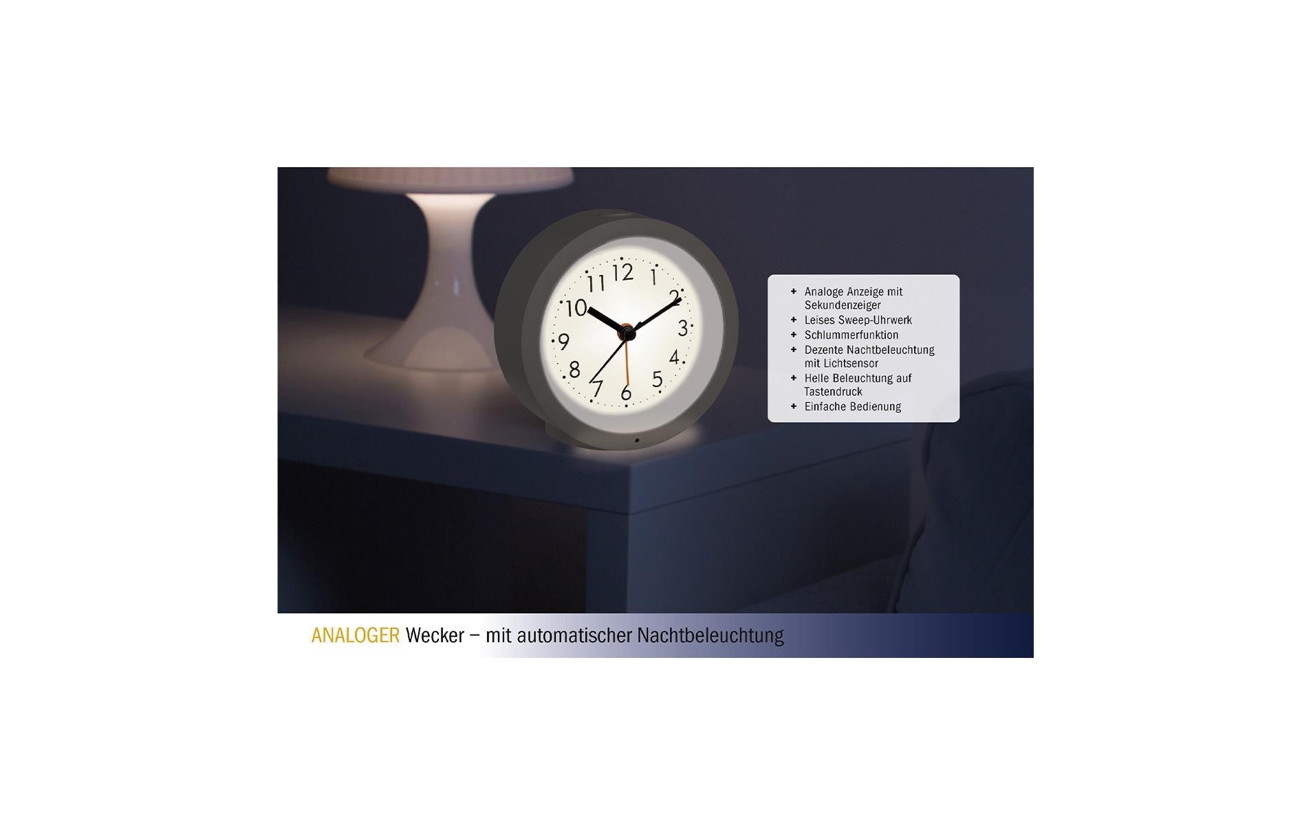 TFA-Dostmann TFA Dostmann Quarz-Wecker – Analog, Schlummerfunktion, Ø 10,5 cm, Weiss, Kunststoff