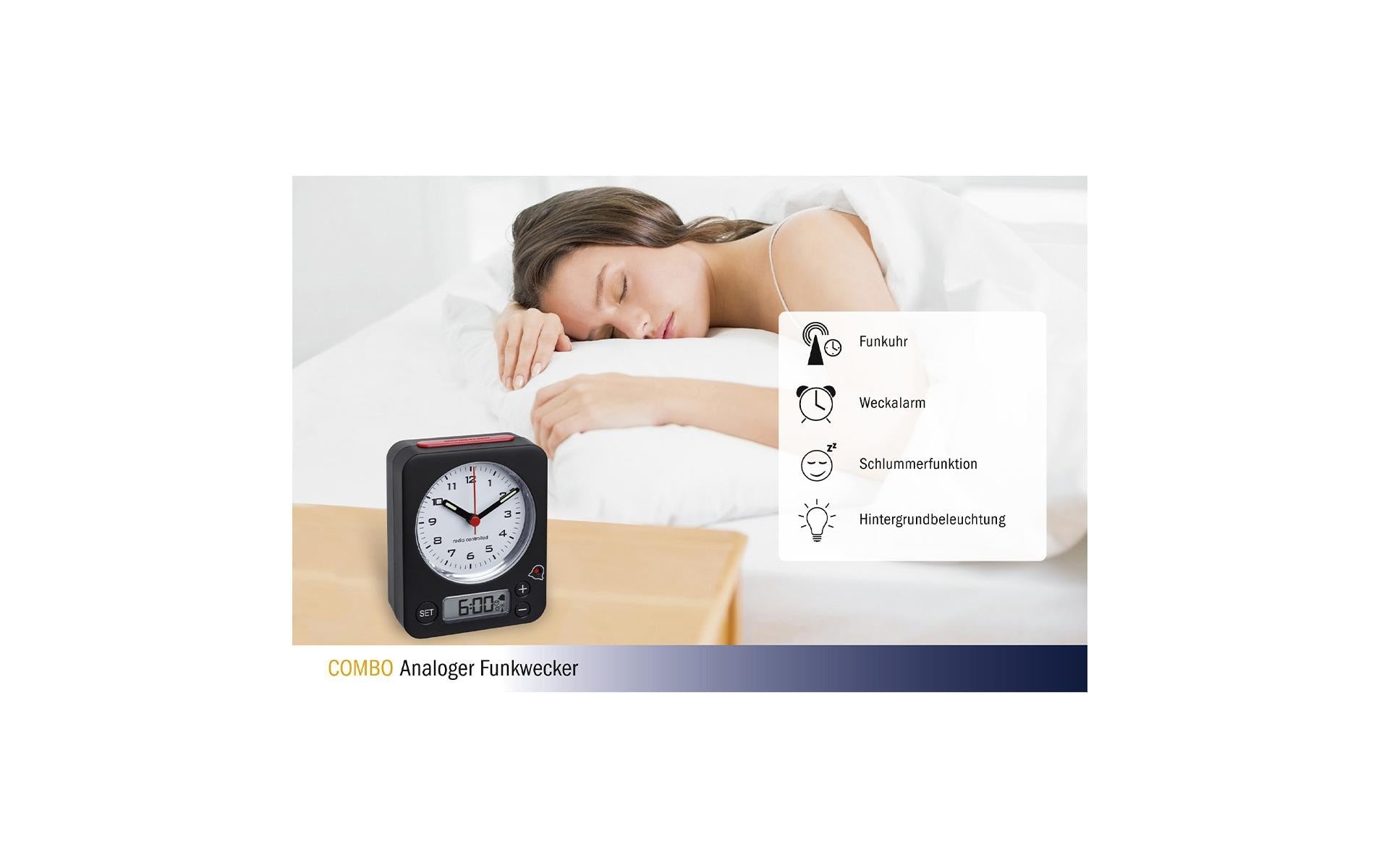 TFA-Dostmann TFA Dostmann COMBO Digitalwecker – Funk, Snooze, 9 × 11,5 × 4 cm, weiss/grün, Kunststoff
