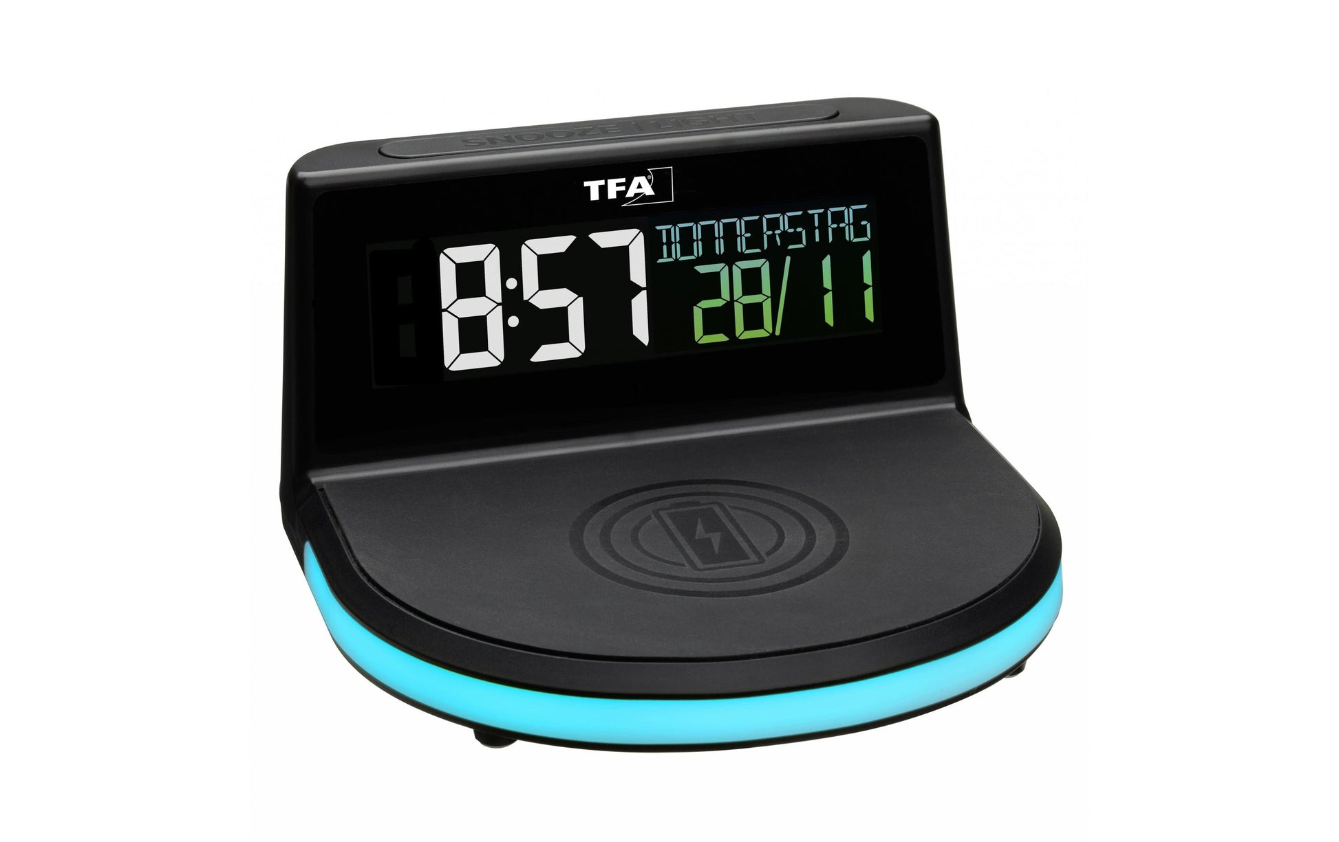TFA-Dostmann TFA Dostmann Digitalwecker – Funk, Schlummerfunktion, Thermometer, USB, 13,6 × 7,2 × 12,6 cm, Schwarz